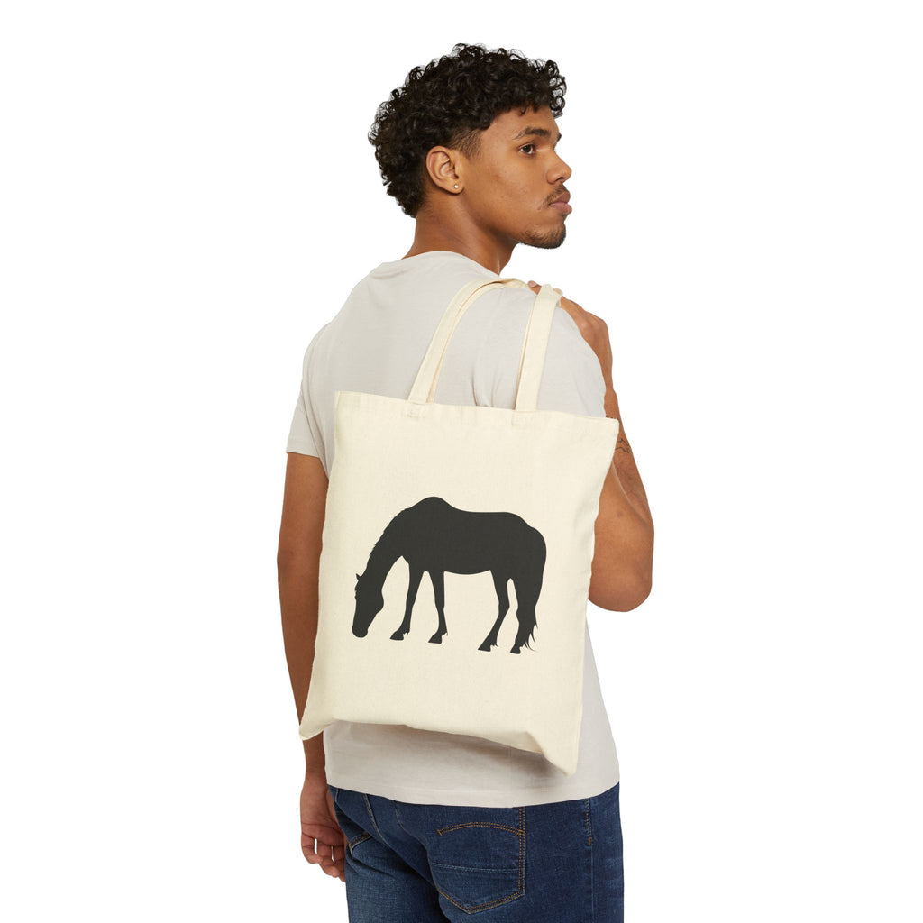 Horse Silhouette Canvas Tote Bag | Equestrian Farm Tote | Minimalist Horse Lover Market Bag | Rustic Farmhouse Country Tote