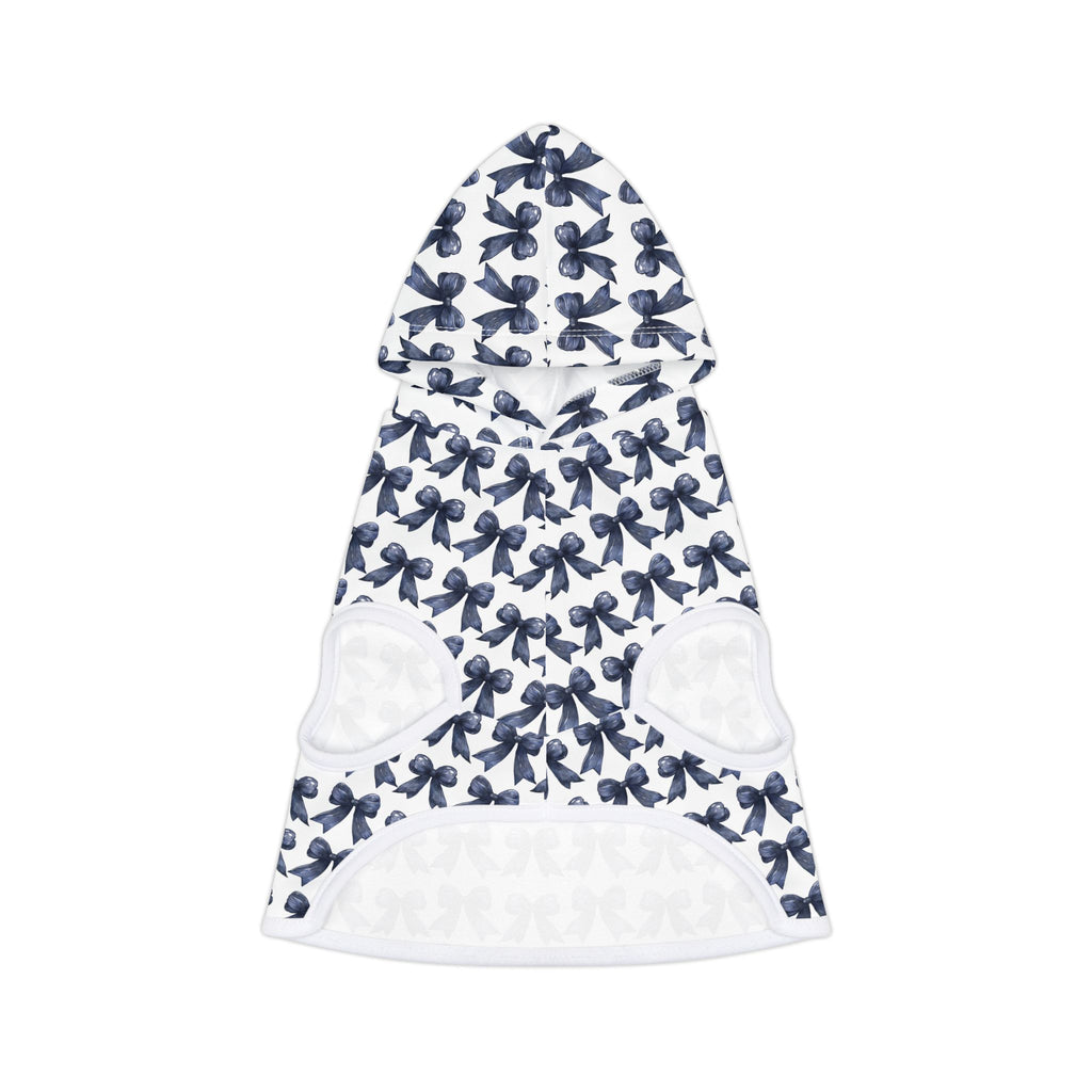 Navy Coquette Bows Cute Pet Hoodie - Adorable Puppy Sweater, Small Dog Outfit, Furry Friend Gift, Pet Apparel, Animal Lover Present