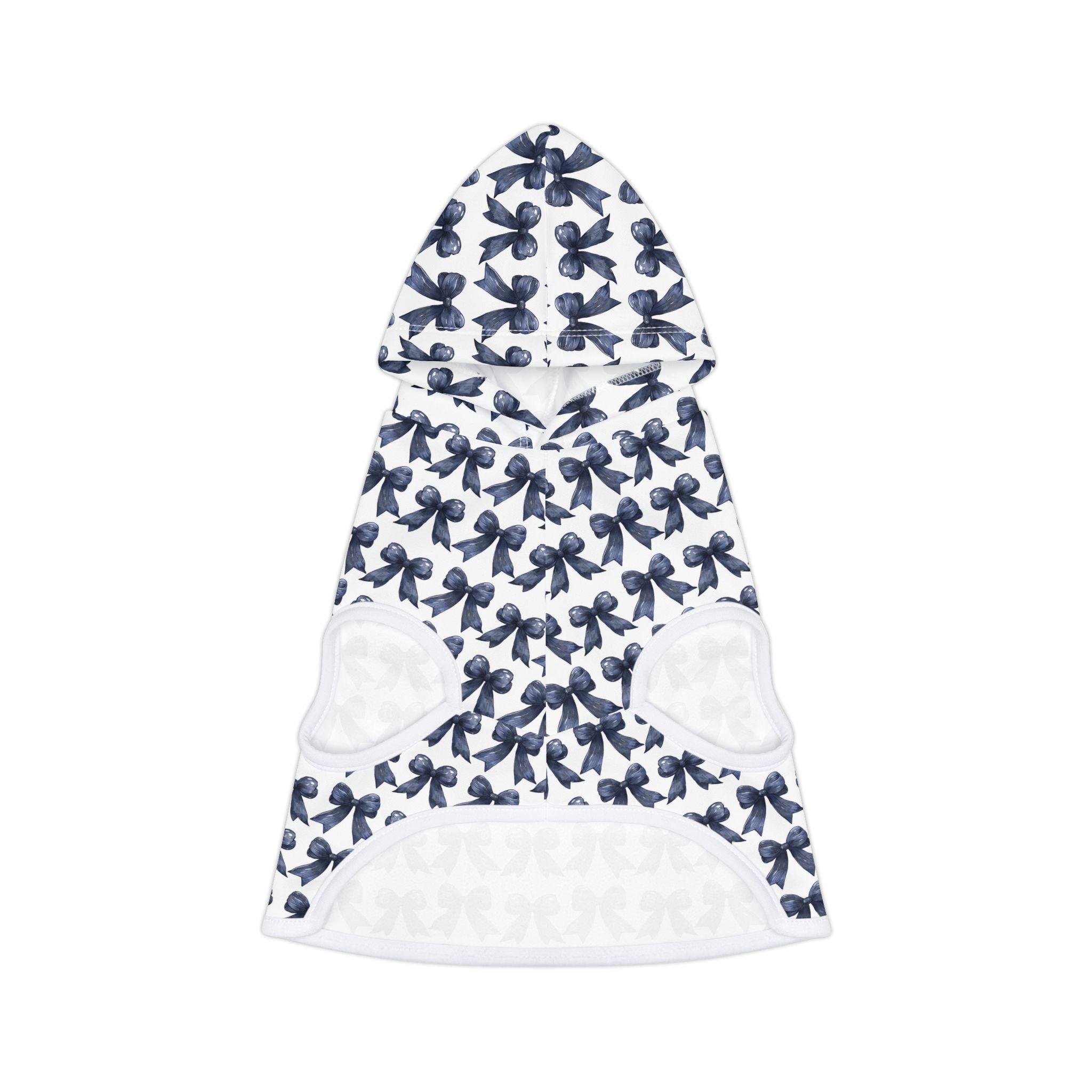 Navy Coquette Bows Cute Pet Hoodie - Adorable Puppy Sweater, Small Dog Outfit, Furry Friend Gift, Pet Apparel, Animal Lover Present