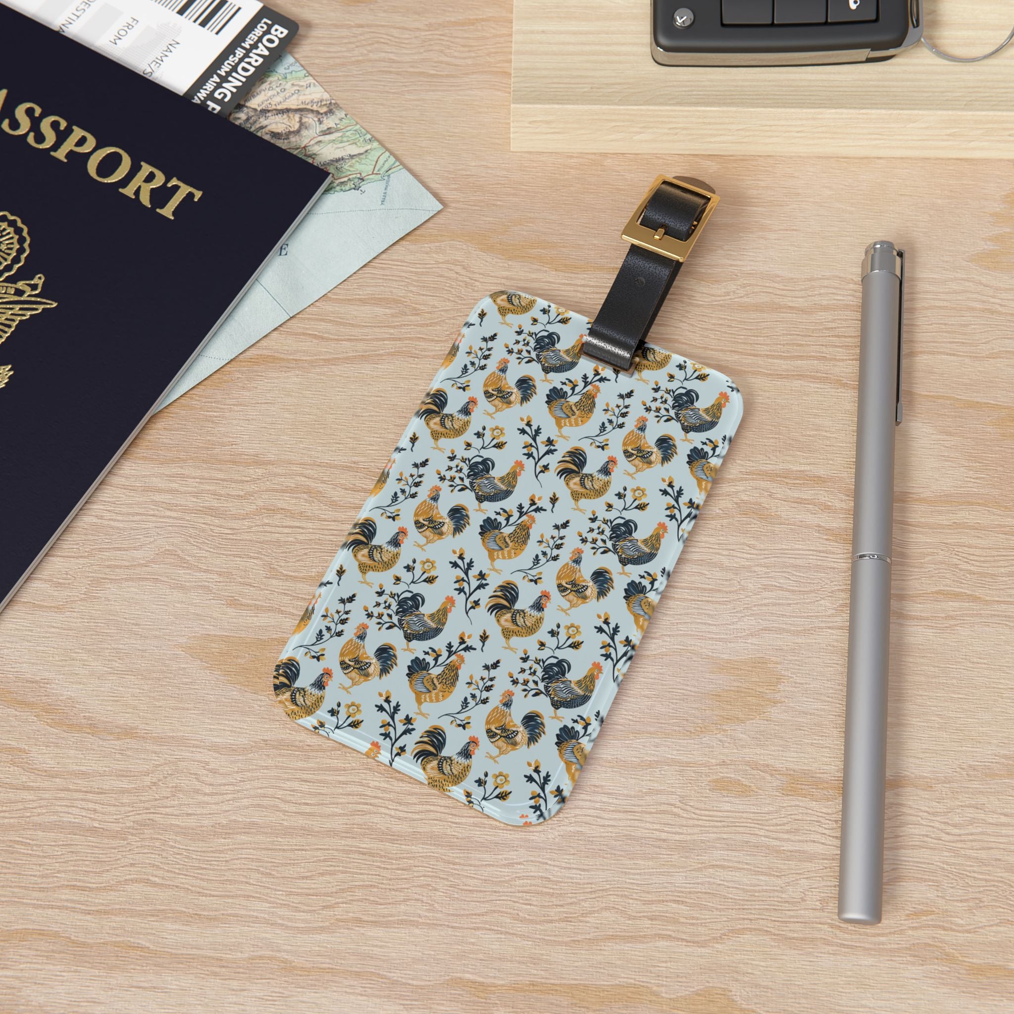 Farmhouse Chicken Luggage Tag | Rooster Travel Accessory | Rustic Poultry Suitcase Tag | Cottagecore Chicken Bag Identifier | Gumpert Homestead