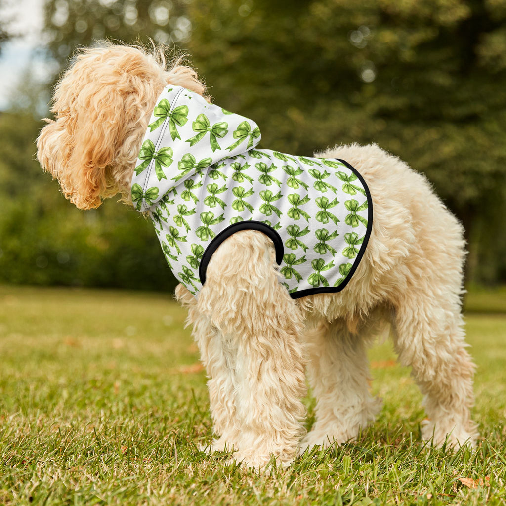 Green Coquette Bows Cute Pet Hoodie - Adorable Puppy Sweater, Small Dog Outfit, Furry Friend Gift, Pet Apparel, Animal Lover Present