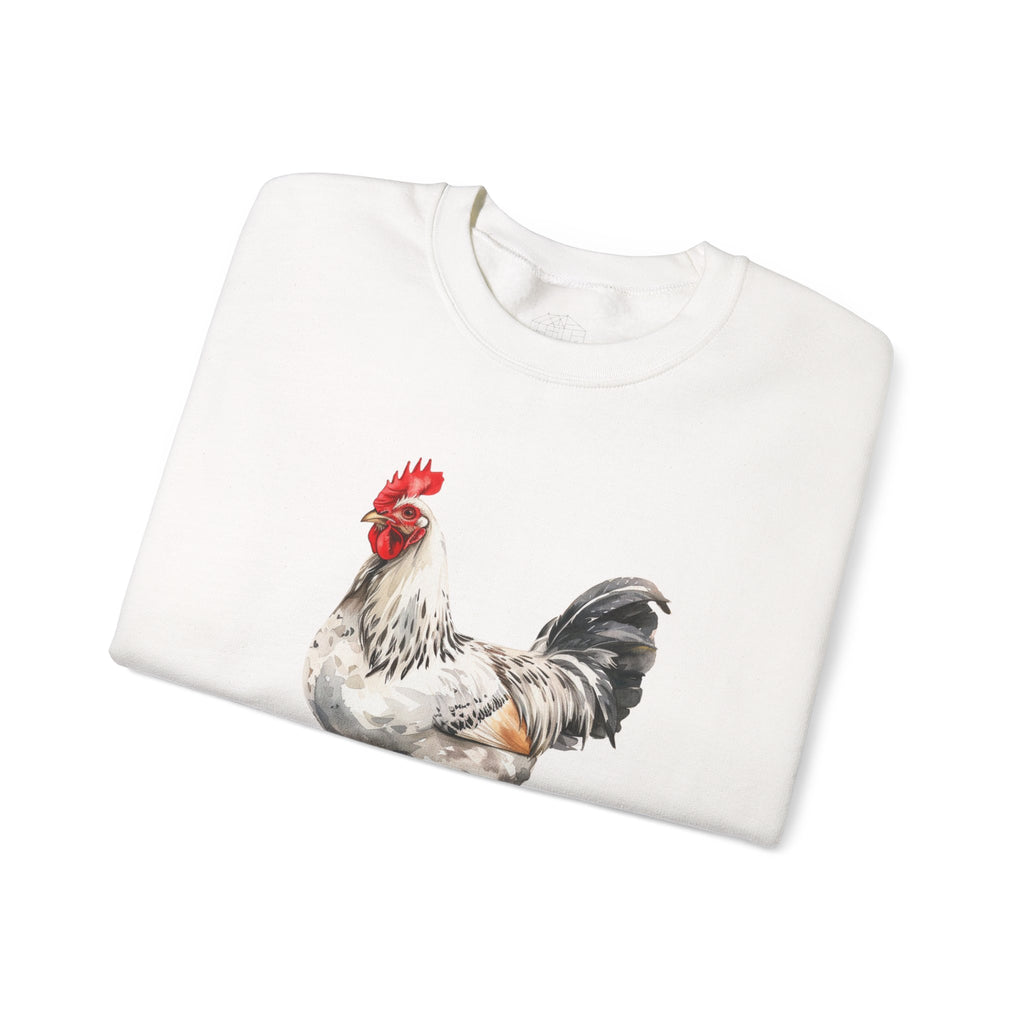 Light Sussex Rooster Sweatshirt – Farmhouse Chicken Crewneck, Heritage Sussex Rooster Pullover, Homestead Apparel