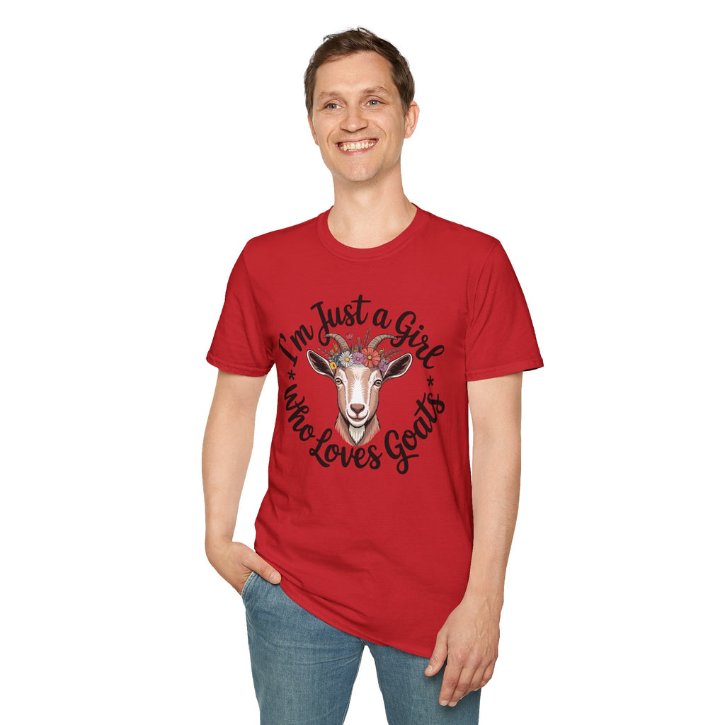 I’m Just a Girl Who Loves Goats Floral Unisex T-Shirt | Cute Goat Lover Farm Life Tee