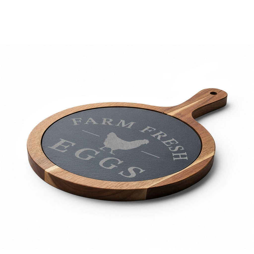 Farm Fresh Eggs Chicken Charcuterie Board Set | Farmhouse Slate Cheese Board with Knives | Rustic Country Kitchen Serving Board | Homestead Chicken Decor Gift