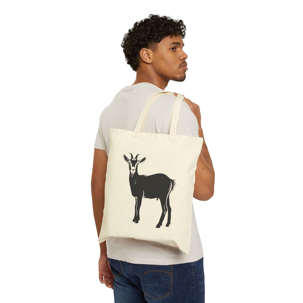 Goat Silhouette Canvas Tote Bag – Farmhouse Goat Market Bag, Homestead Reusable Shopping Tote, Rustic Farm Gift