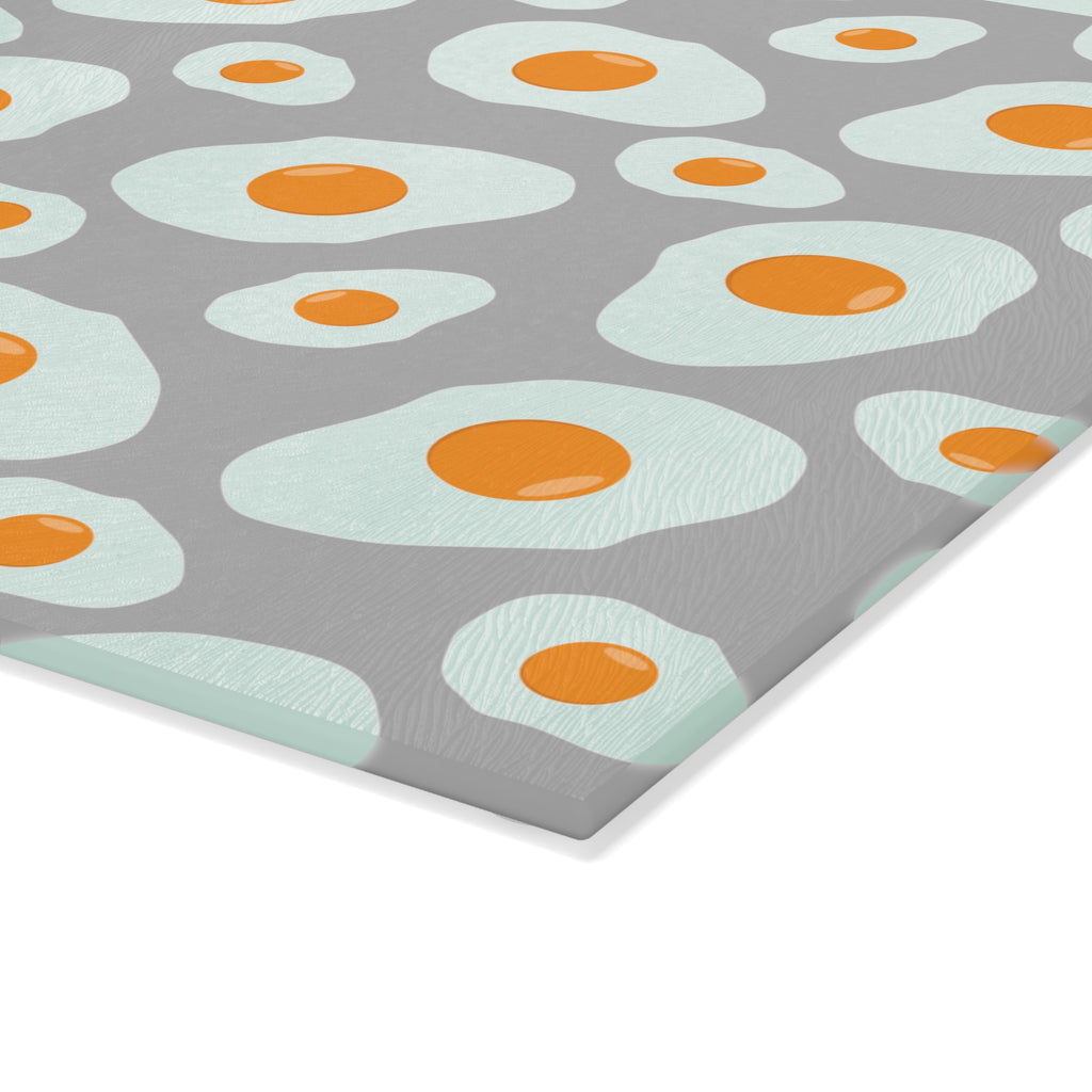 Funny Egg Glass Cutting Board | Farmhouse Kitchen Decor | Fried Egg Pattern Tempered Glass Cutting Board | Gumpert Homestead