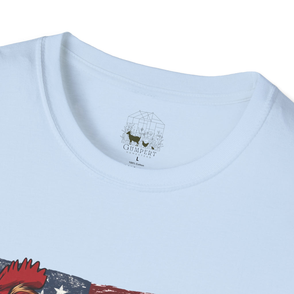 American Flag Chickens T-Shirt – American Flag Hen Shirt, Farm Life Tee, 4th of July Chicken Shirt, Backyard Chicken Keeper Gift, Homestead Farm Apparel