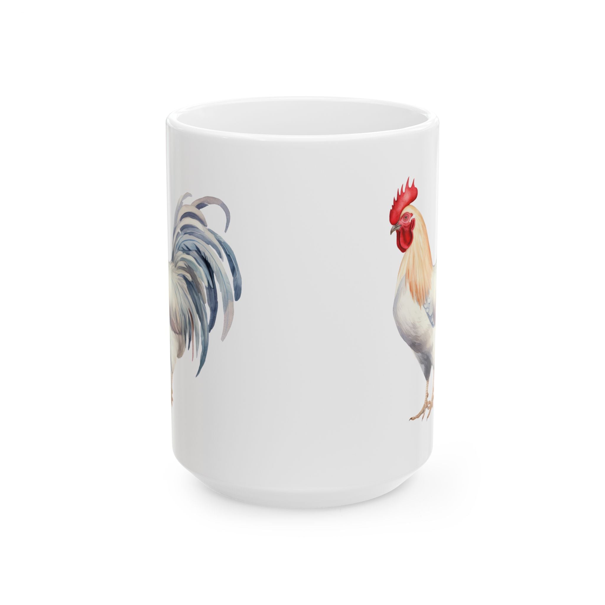 White Leghorn Rooster Ceramic Mug – Farm Homestead Coffee Cup, Backyard Chicken Lover Gift (11oz, 15oz)