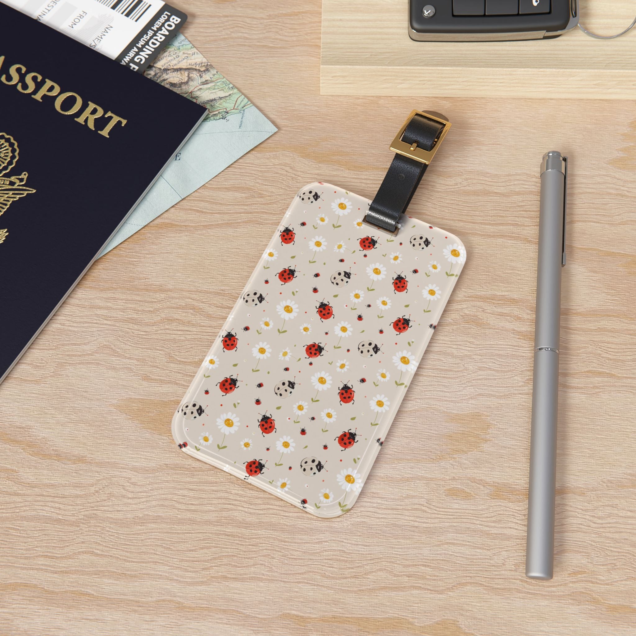 Ladybug Luggage Tag | Cottagecore Travel Accessory | Floral Suitcase Tag | Cute Travel Bag Identifier | Gumpert Homestead