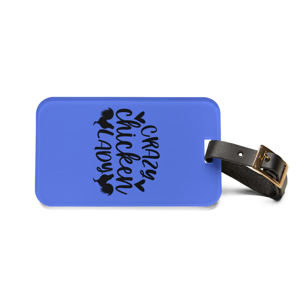 Dark Blue Crazy Chicken Lady Luggage Tag | Funny Chicken Travel Tag | Farm Girl Suitcase Identifier | Chicken Lover Travel Accessory | Gumpert Homestead