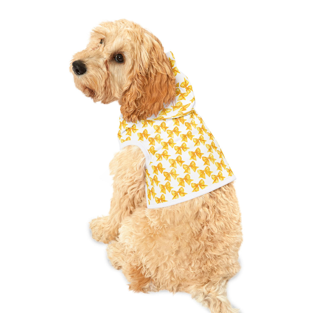 Yellow Coquette Bows Cute Pet Hoodie - Adorable Puppy Sweater, Small Dog Outfit, Furry Friend Gift, Pet Apparel, Animal Lover Present