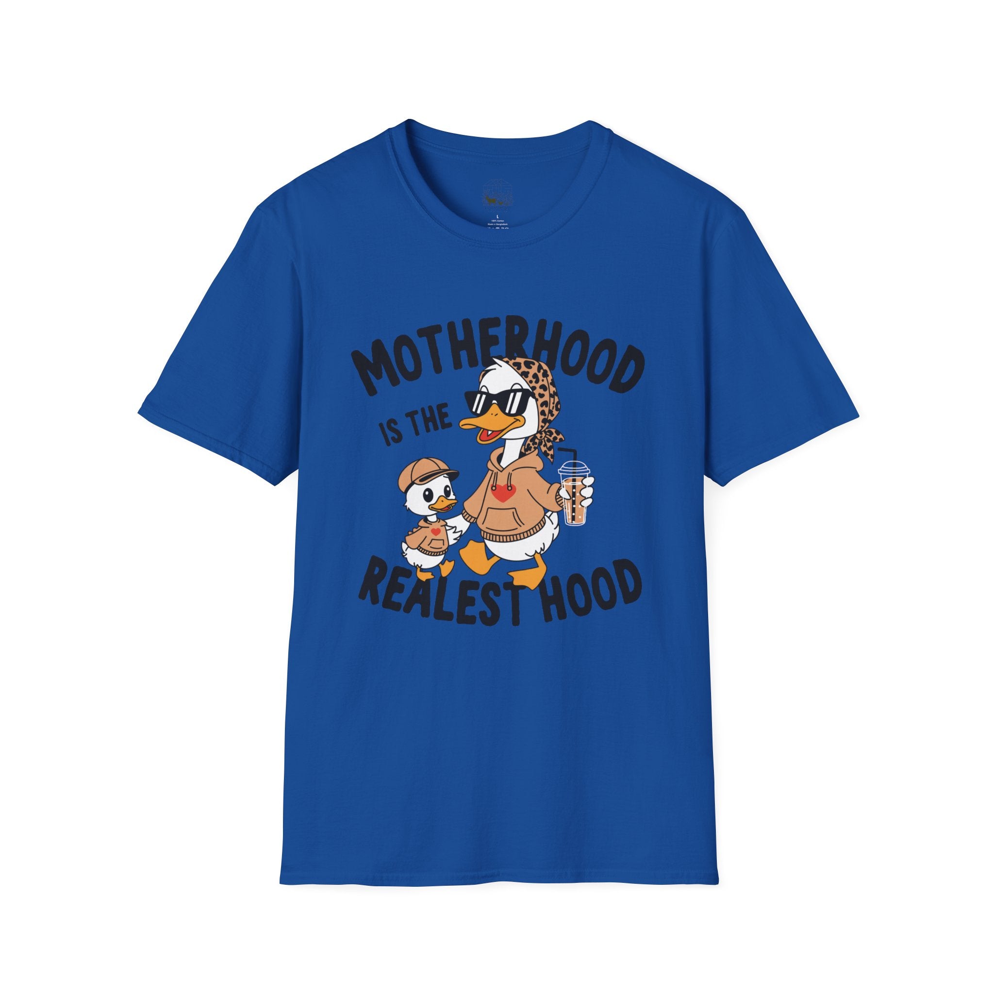 Motherhood Is the Realest Hood Funny Duck Mom Unisex T-Shirt | Farm Mom Graphic Tee