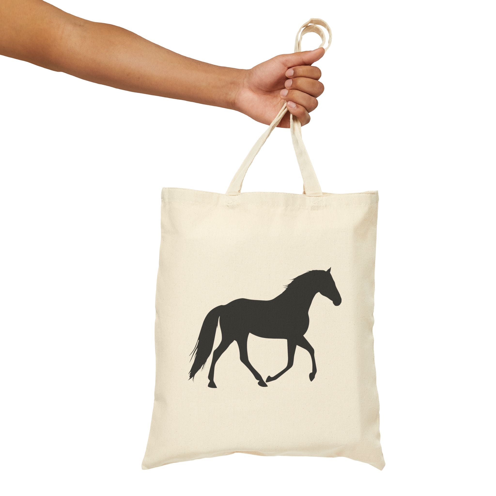 Trotting Horse Silhouette Canvas Tote Bag | Equestrian Farm Tote | Minimalist Horse Lover Market Bag | Rustic Farmhouse Country Tote