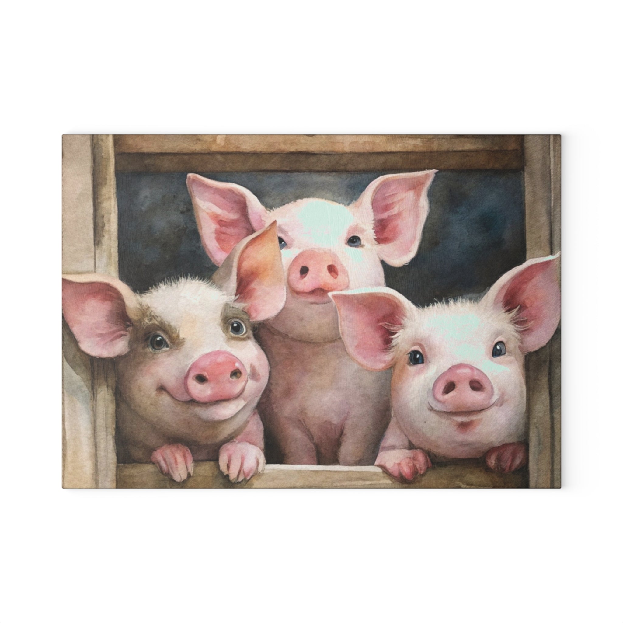 Farmhouse Piglet Glass Cutting Board | Cute Pig Kitchen Decor | Rustic Farm Animal Tempered Glass Cutting Board | Gumpert Homestead