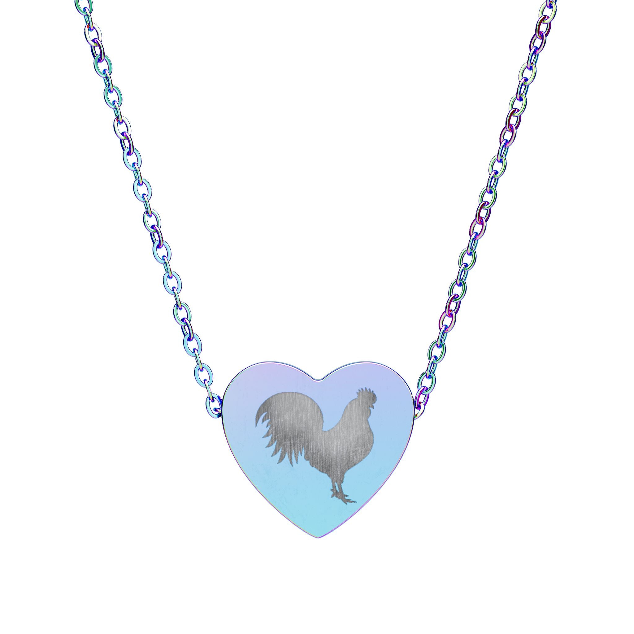 Rooster Heart Necklace – Chicken Lover Jewelry, Farmhouse Stainless Steel Necklace, Poultry Lover Gift