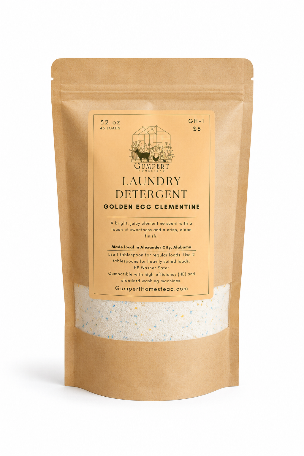 Golden Egg Clementine Handmade Laundry Detergent | Citrus Scent Laundry Powder HE Washer Safe | Available in 3 Sizes
