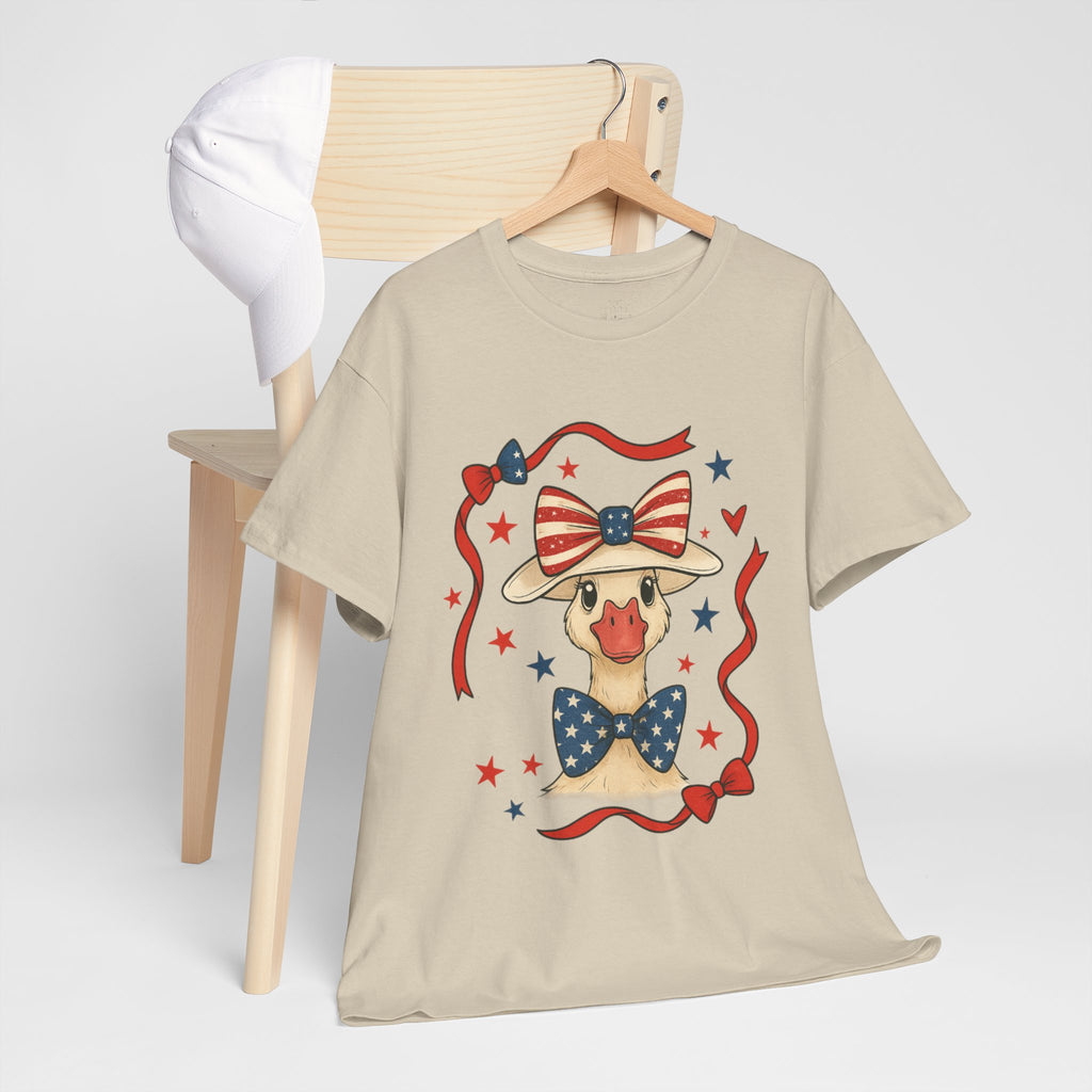 4th of July Goose T-Shirt | Patriotic Farm Goose Graphic Tee | Americana Country Shirt | Red White Blue Farm Animal Shirt | Homestead Summer Apparel