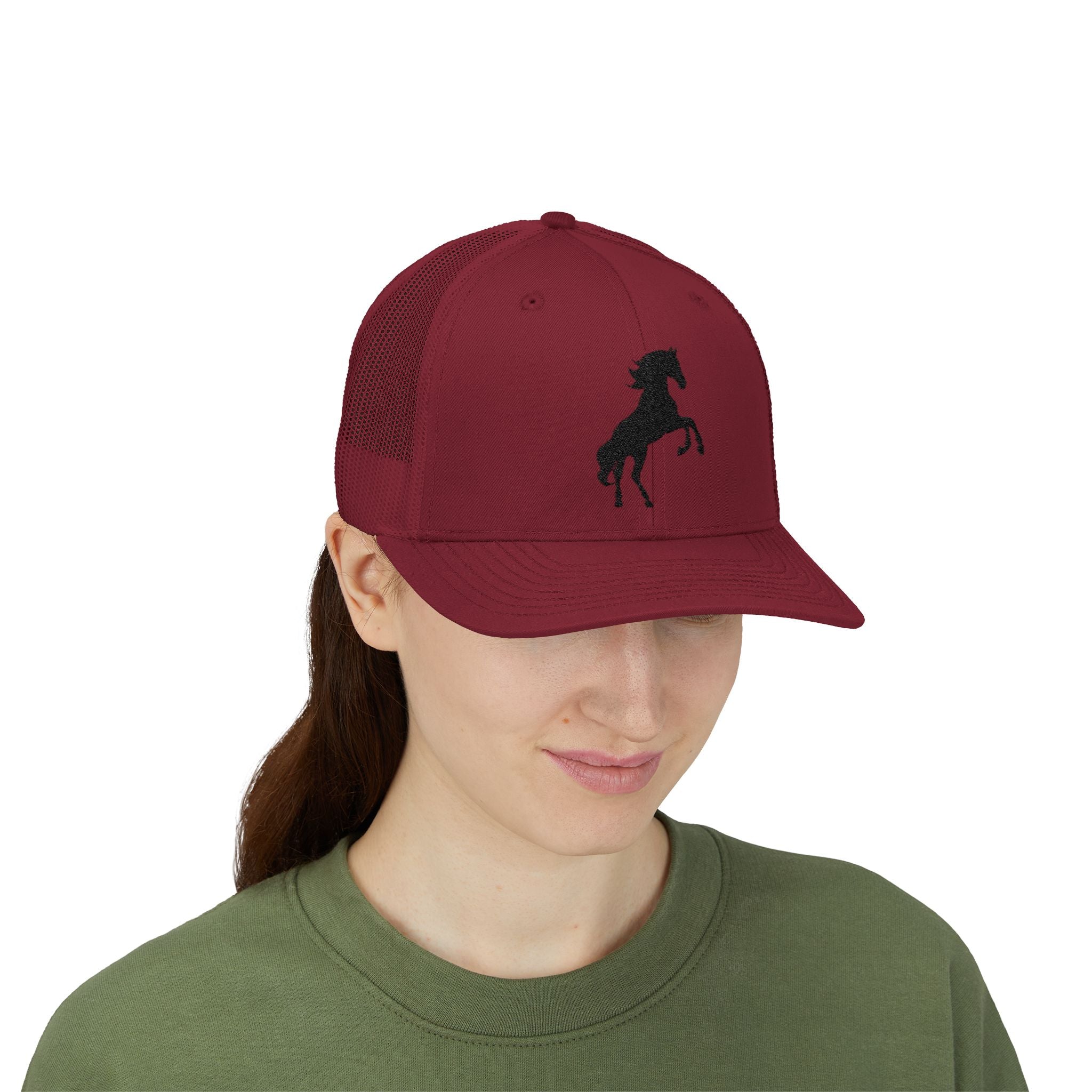 Rearing Horse Trucker Hat | Western Equestrian Mesh Snapback Cap | Rustic Ranch Horse Lover Hat | Farm Life Country Cowboy Cap