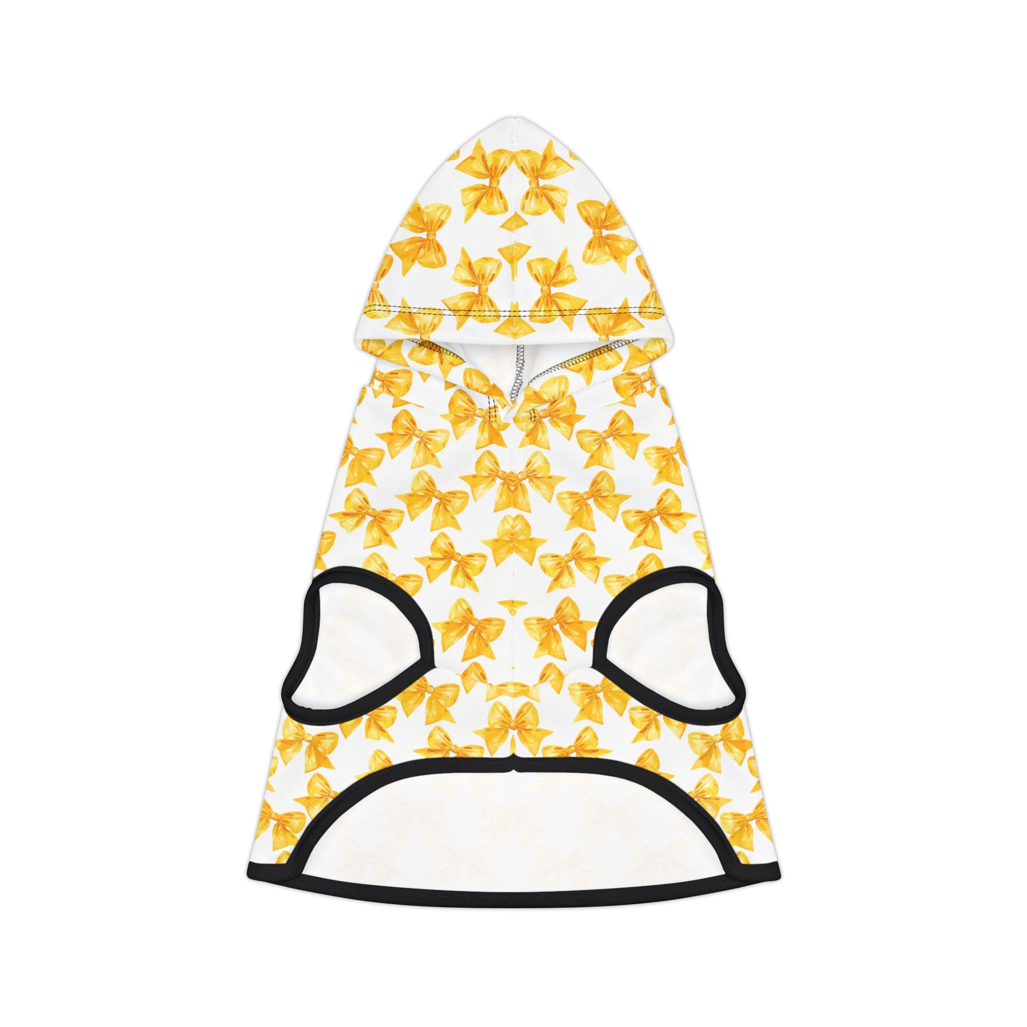 Yellow Coquette Bows Cute Pet Hoodie - Adorable Puppy Sweater, Small Dog Outfit, Furry Friend Gift, Pet Apparel, Animal Lover Present