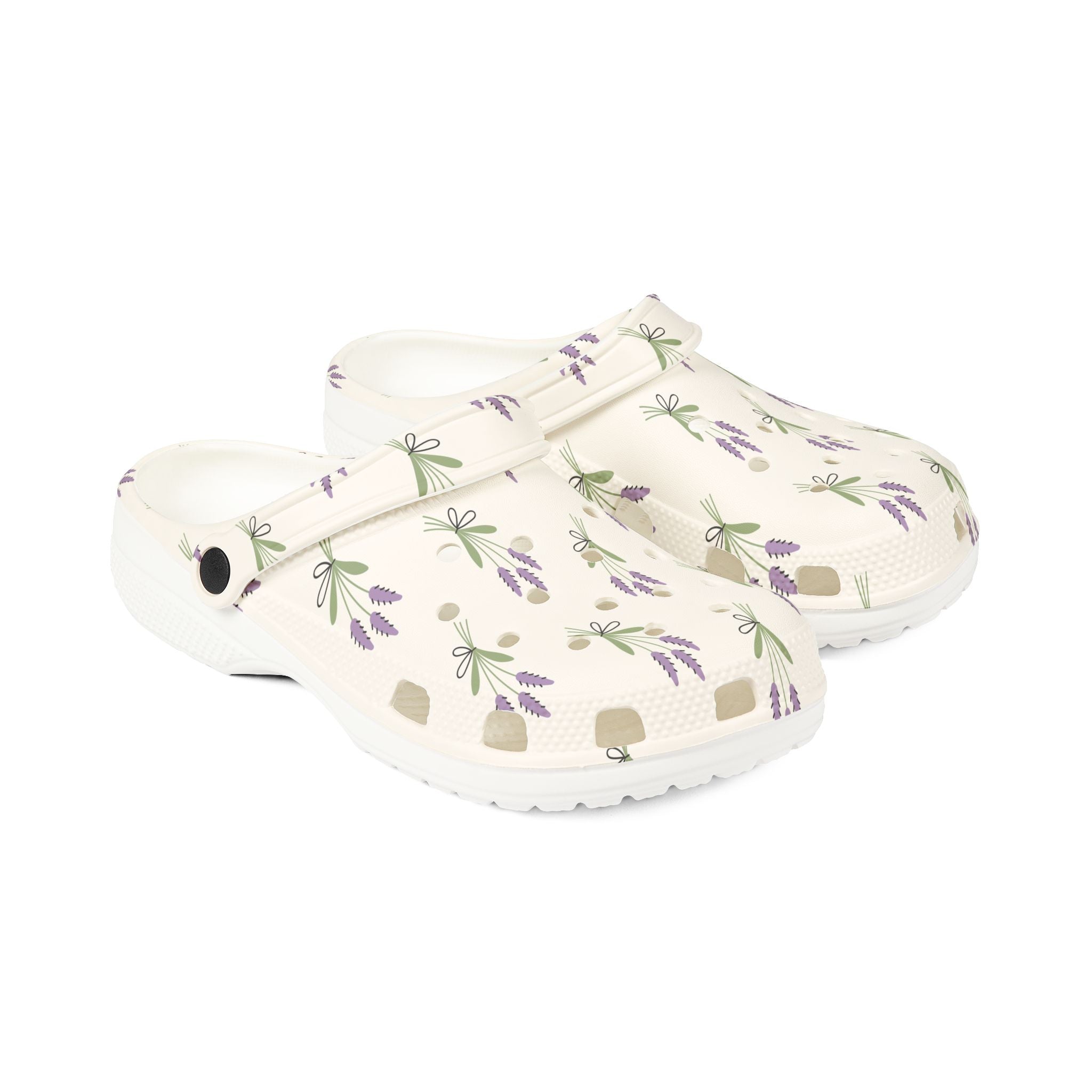 Lavender Floral EVA Clogs – Cottagecore Garden Shoes, Farm Life Slip-On Clogs, Homestead Comfort Footwear