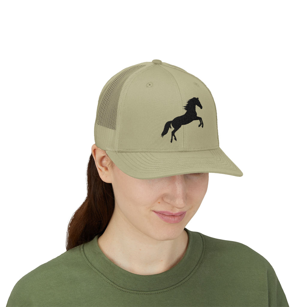 Rearing Horse Trucker Hat | Western Equestrian Mesh Snapback Cap | Rustic Ranch Horse Lover Hat | Farm Life Country Cowboy Cap