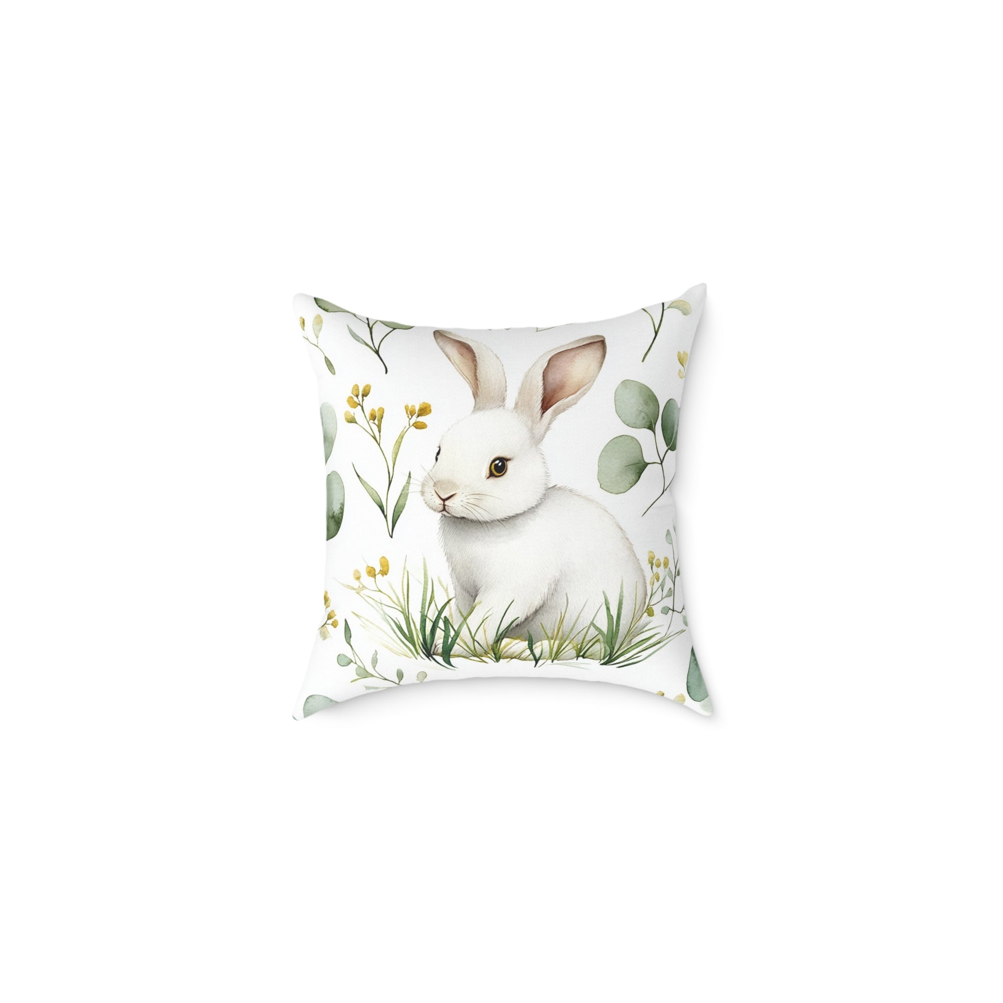 White Bunny Throw Pillow | Cottagecore Rabbit Accent Pillow | Farmhouse Bunny Decor Cushion | Woodland Rabbit Home Decor | Gumpert Homestead