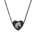 Horse Head Heart Necklace | Equestrian Horse Lover Jewelry | Engraved Stainless Steel Heart Pendant | Cowgirl Ranch Horse Gift