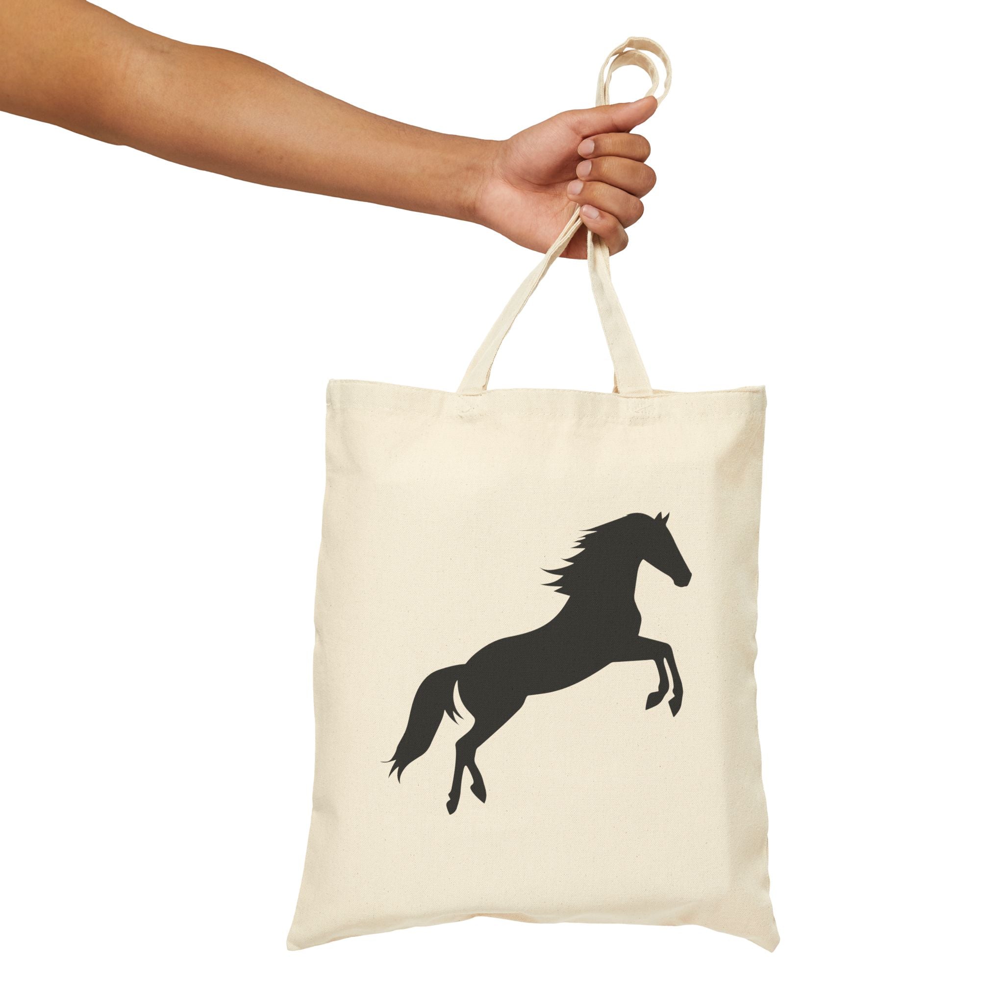 Rearing Horse Silhouette Canvas Tote Bag | Equestrian Farm Tote | Minimalist Horse Lover Market Bag | Rustic Farmhouse Country Tote