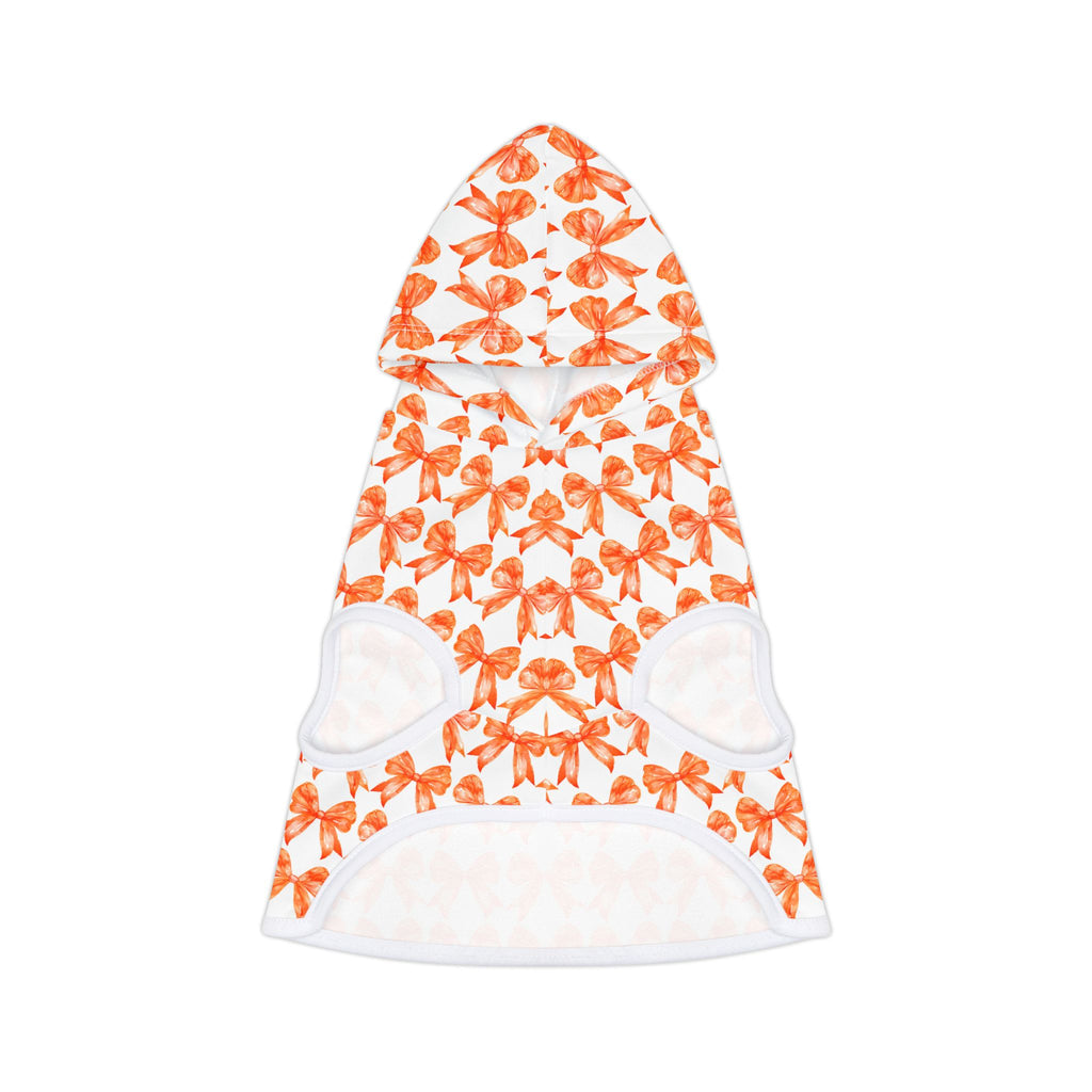 Orange Coquette Bows Cute Pet Hoodie - Adorable Puppy Sweater, Small Dog Outfit, Furry Friend Gift, Pet Apparel, Animal Lover Present