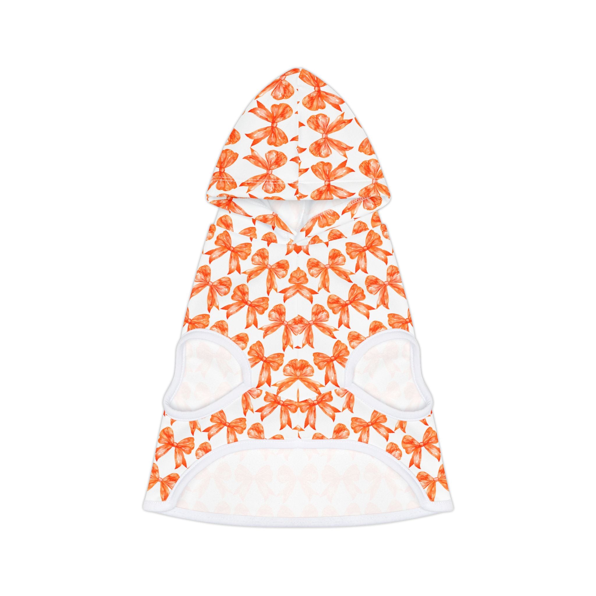 Orange Coquette Bows Cute Pet Hoodie - Adorable Puppy Sweater, Small Dog Outfit, Furry Friend Gift, Pet Apparel, Animal Lover Present