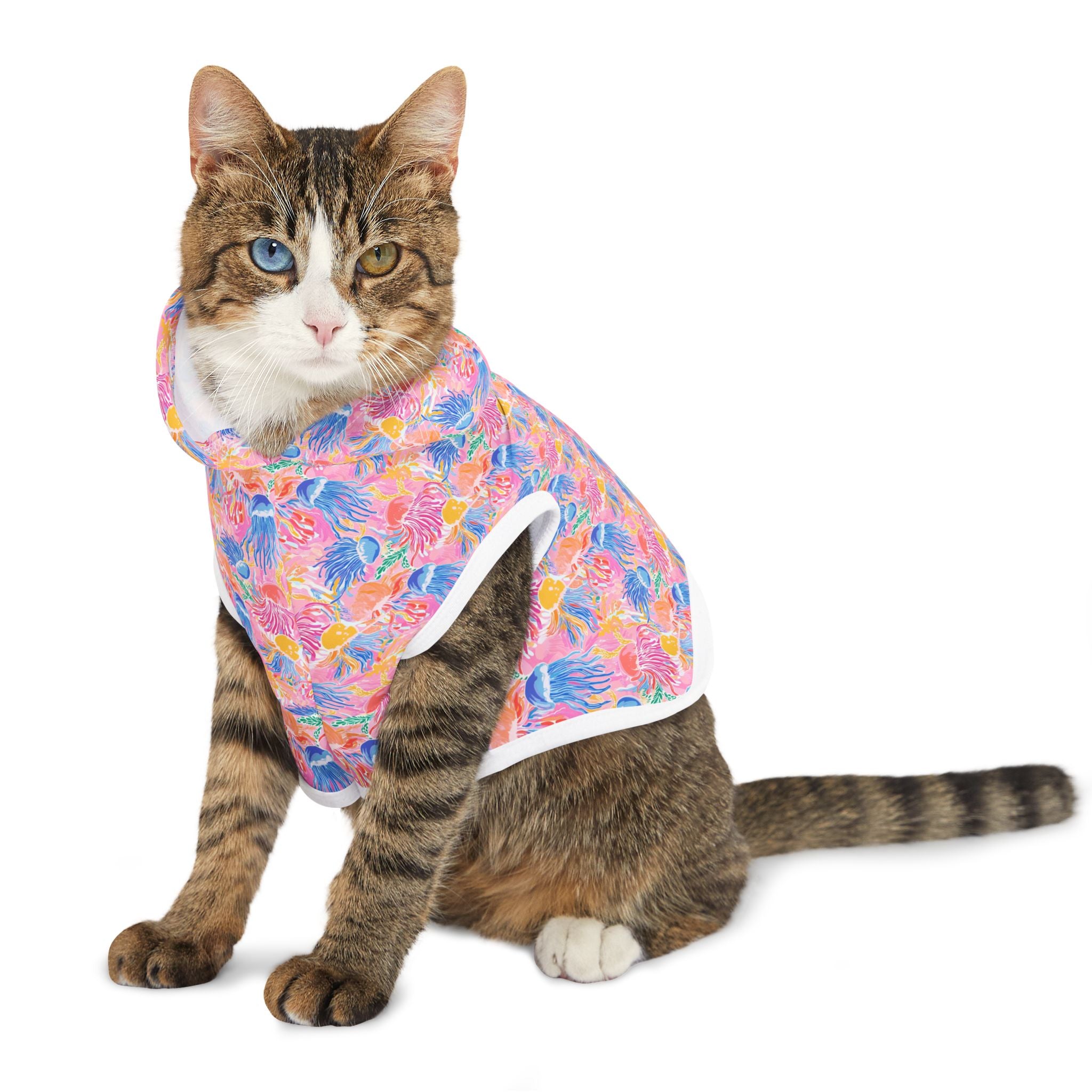 Pink Neon Jellyfish Pet Hoodie, Cute Animal Lover Gift, Dog Sweater, Cat Jumper, Pet Clothing