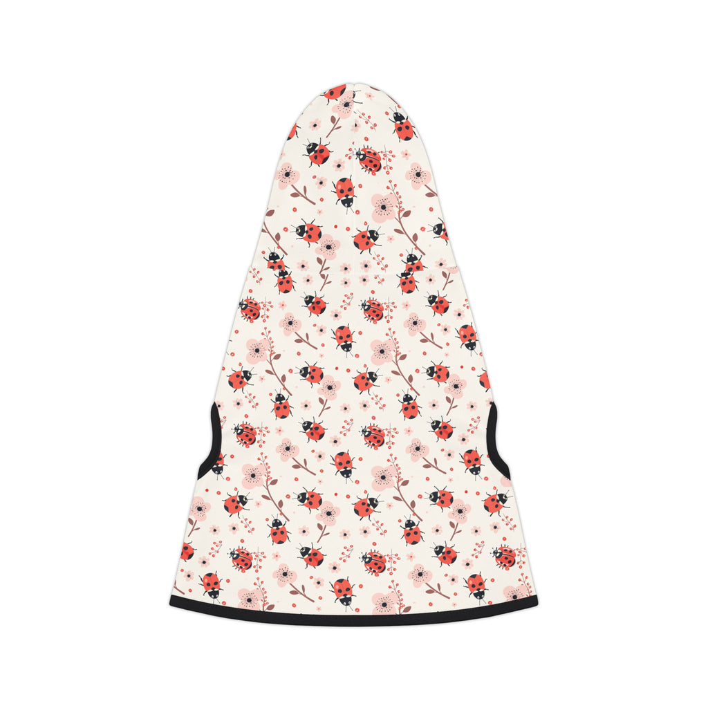 Pink Cute Ladybug Pet Hoodie, Cute Pet Apparel, Animal Lover Gift, Dog Sweater, Cat Jumper, Pet Clothing