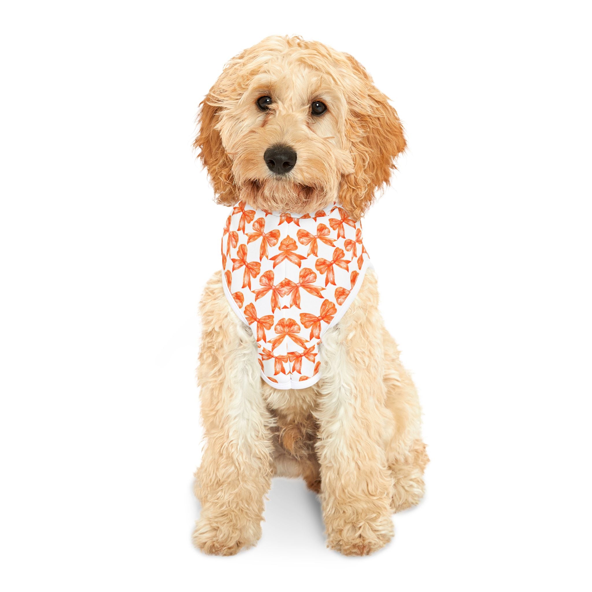 Orange Coquette Bows Cute Pet Hoodie - Adorable Puppy Sweater, Small Dog Outfit, Furry Friend Gift, Pet Apparel, Animal Lover Present