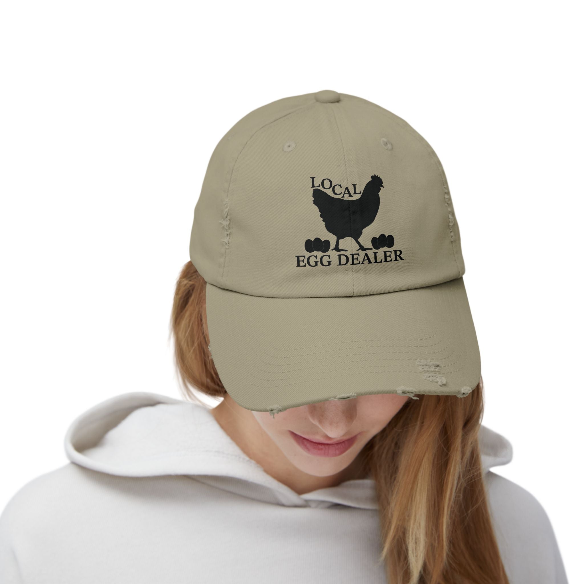 Local Egg Dealer Distressed Baseball Cap – Funny Chicken Hat, Farm Fresh Egg Seller Cap, Backyard Chicken Keeper Hat, Homestead Humor Gift