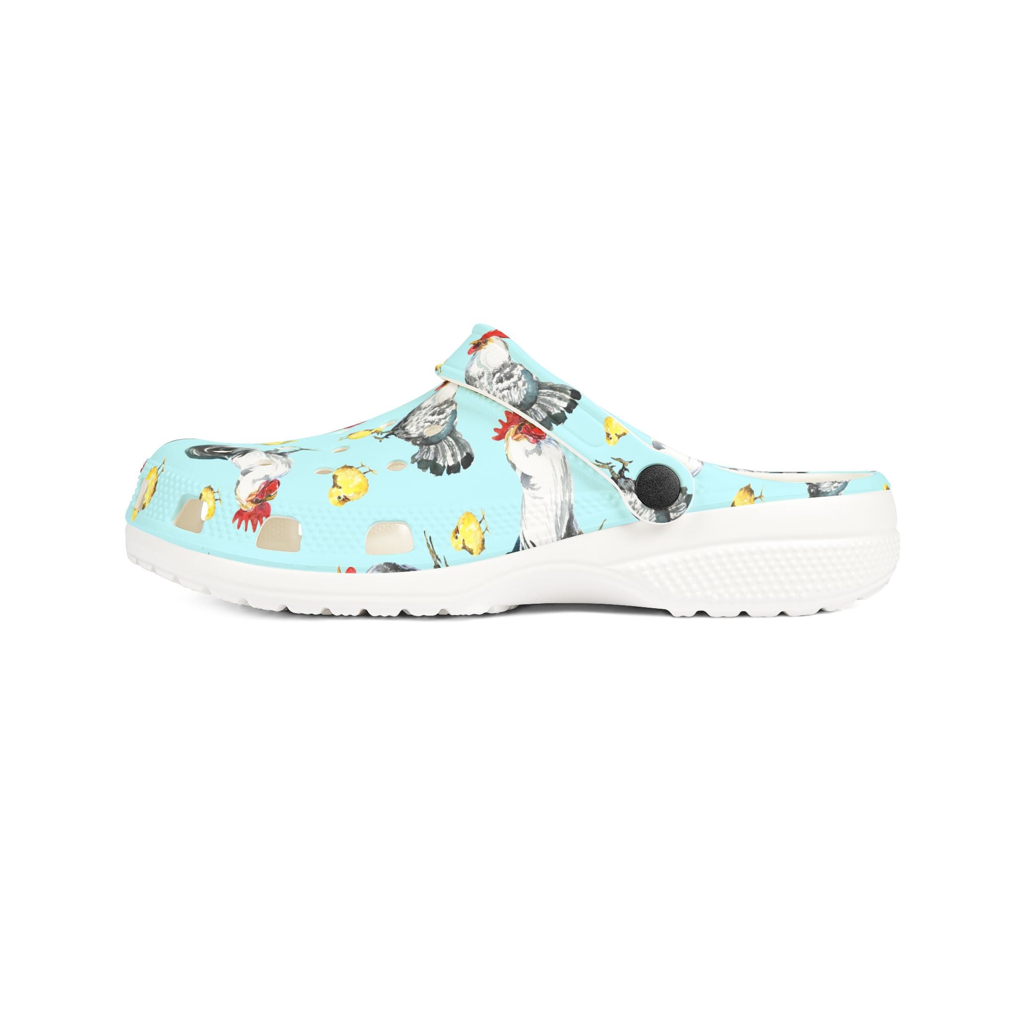 Chicken Print EVA Clogs – Farm Life Chicken Shoes, Backyard Chicken Slip-On, Homestead Comfort Clogs