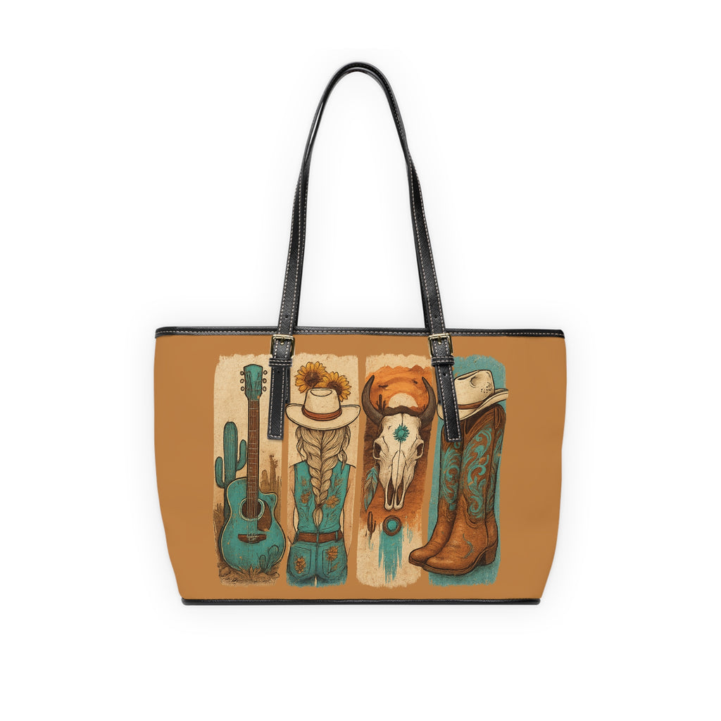Western Cowgirl Shoulder Bag | Cowboy Boots Tote Purse | Rustic Farmhouse Handbag | Country Western PU Leather Bag | Boutique Rodeo Market Tote