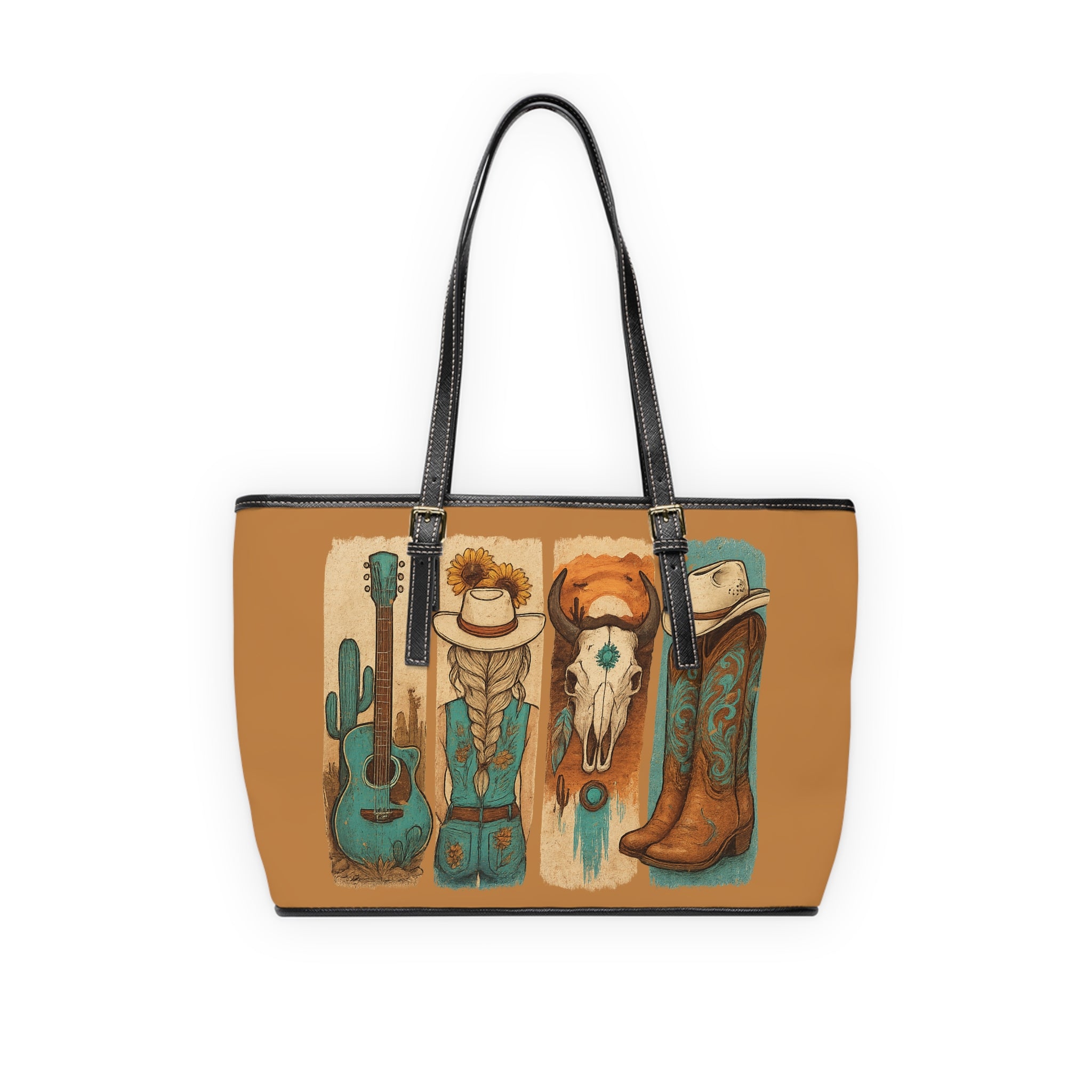 Western Cowgirl Shoulder Bag | Cowboy Boots Tote Purse | Rustic Farmhouse Handbag | Country Western PU Leather Bag | Boutique Rodeo Market Tote