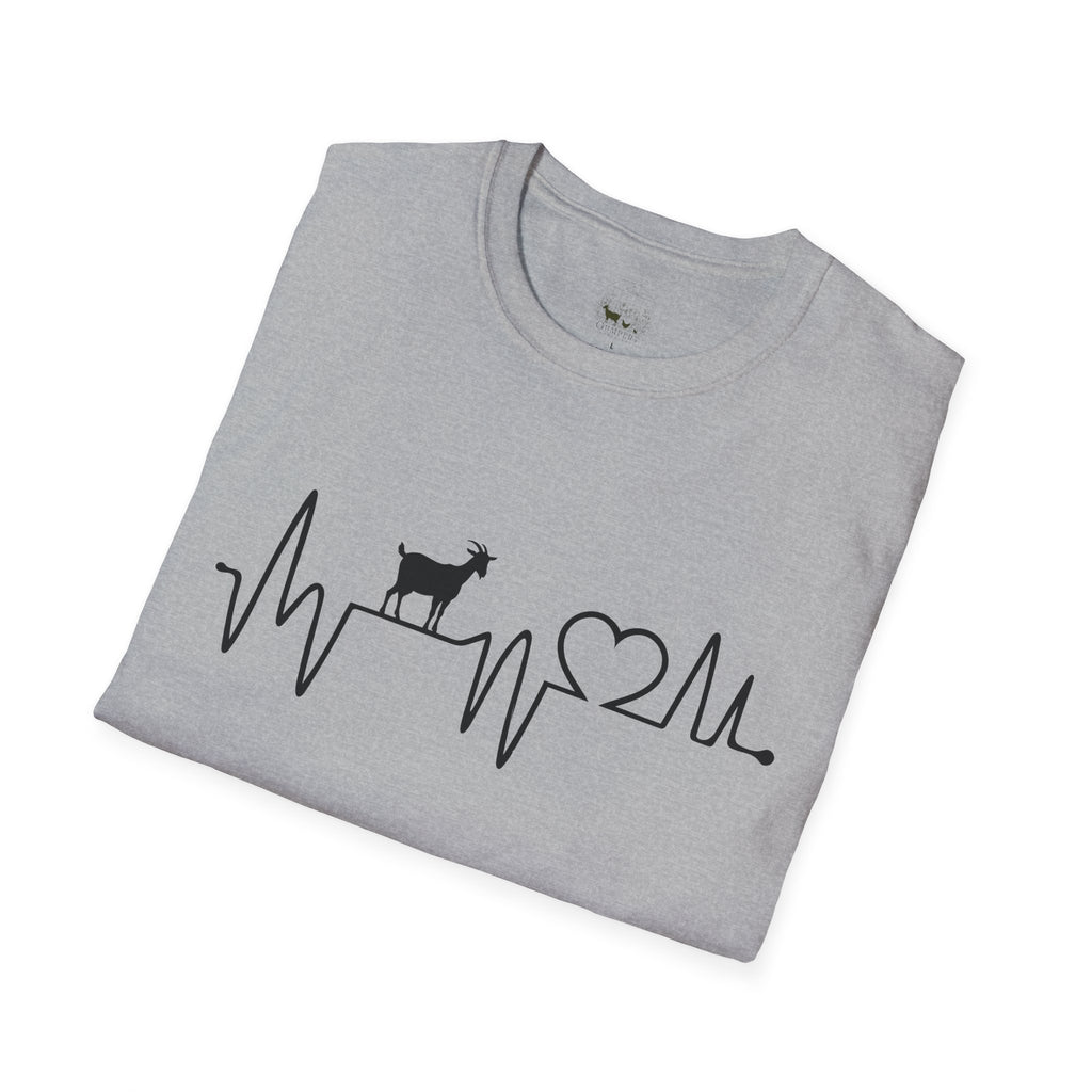 Goat Heartbeat Unisex T-Shirt | Minimalist Goat Lover ECG Farm Life Tee