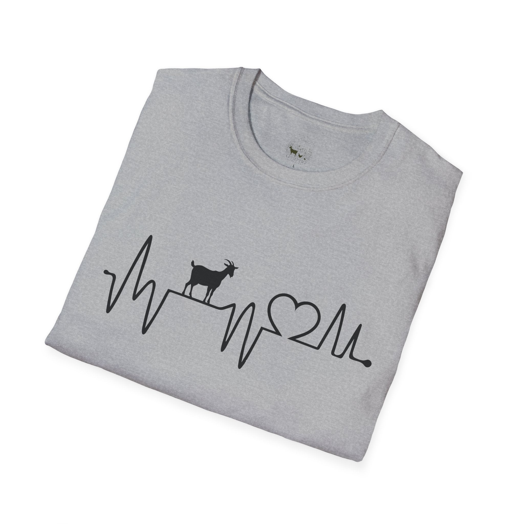 Goat Heartbeat Unisex T-Shirt | Minimalist Goat Lover ECG Farm Life Tee