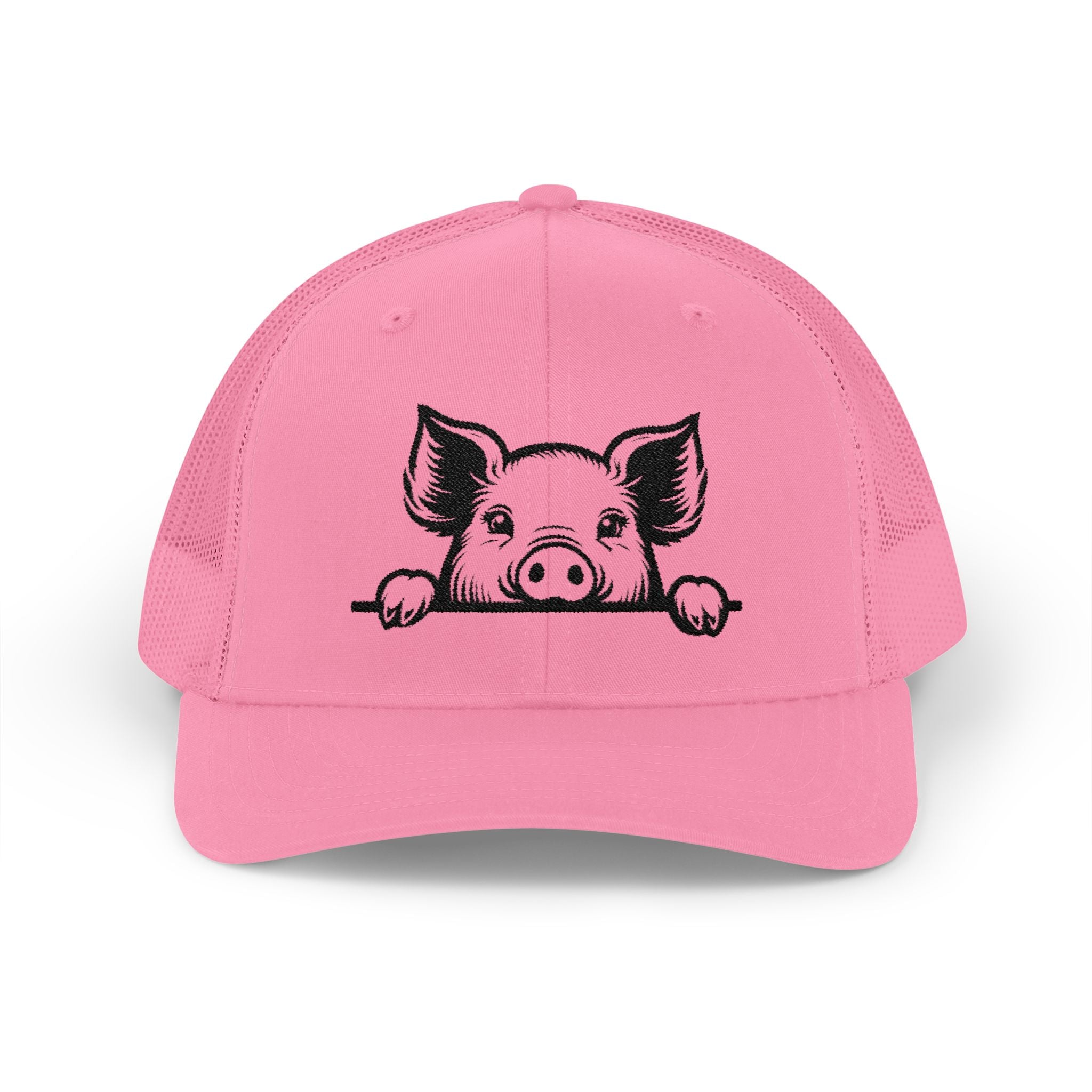 Peekaboo Pig Pink Trucker Hat | Farm Life Mesh Snapback Cap | Cute Pig Lover Hat | Cottagecore Farm Girl Hat | Homestead Animal Cap