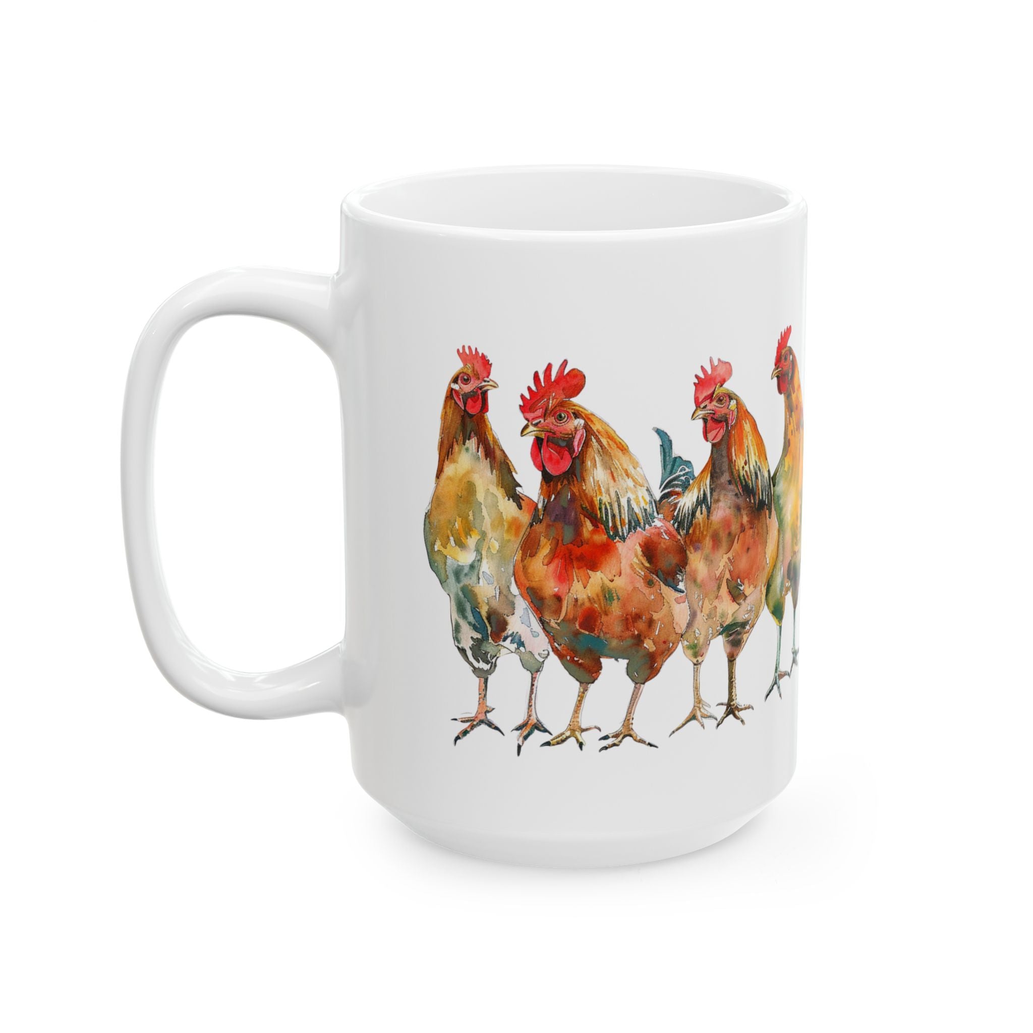 Chicken Flock Ceramic Mug – Backyard Chicken Coffee Cup, Farm Homestead Mug, Chicken Lover Gift (11oz, 15oz)