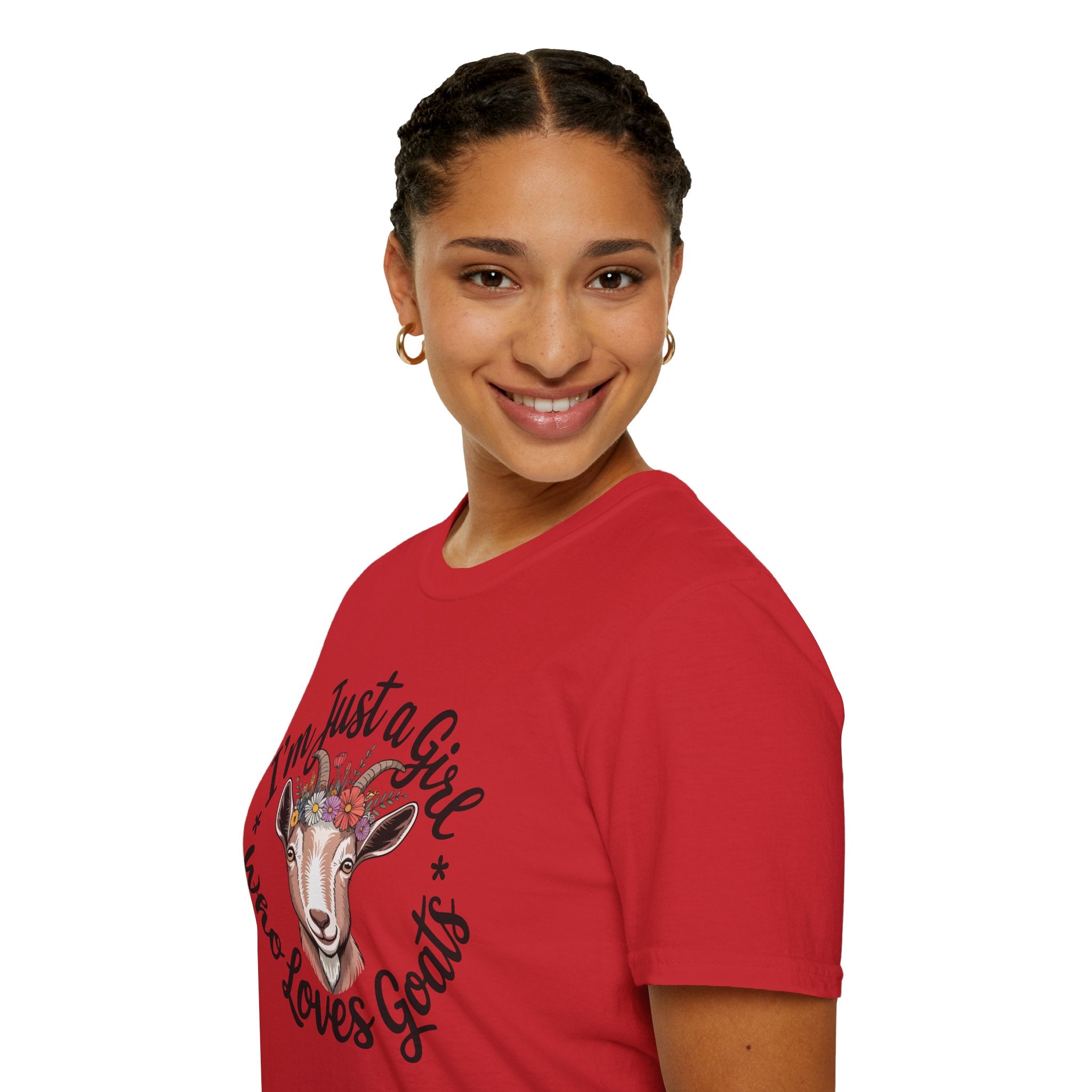 I’m Just a Girl Who Loves Goats Floral Unisex T-Shirt | Cute Goat Lover Farm Life Tee