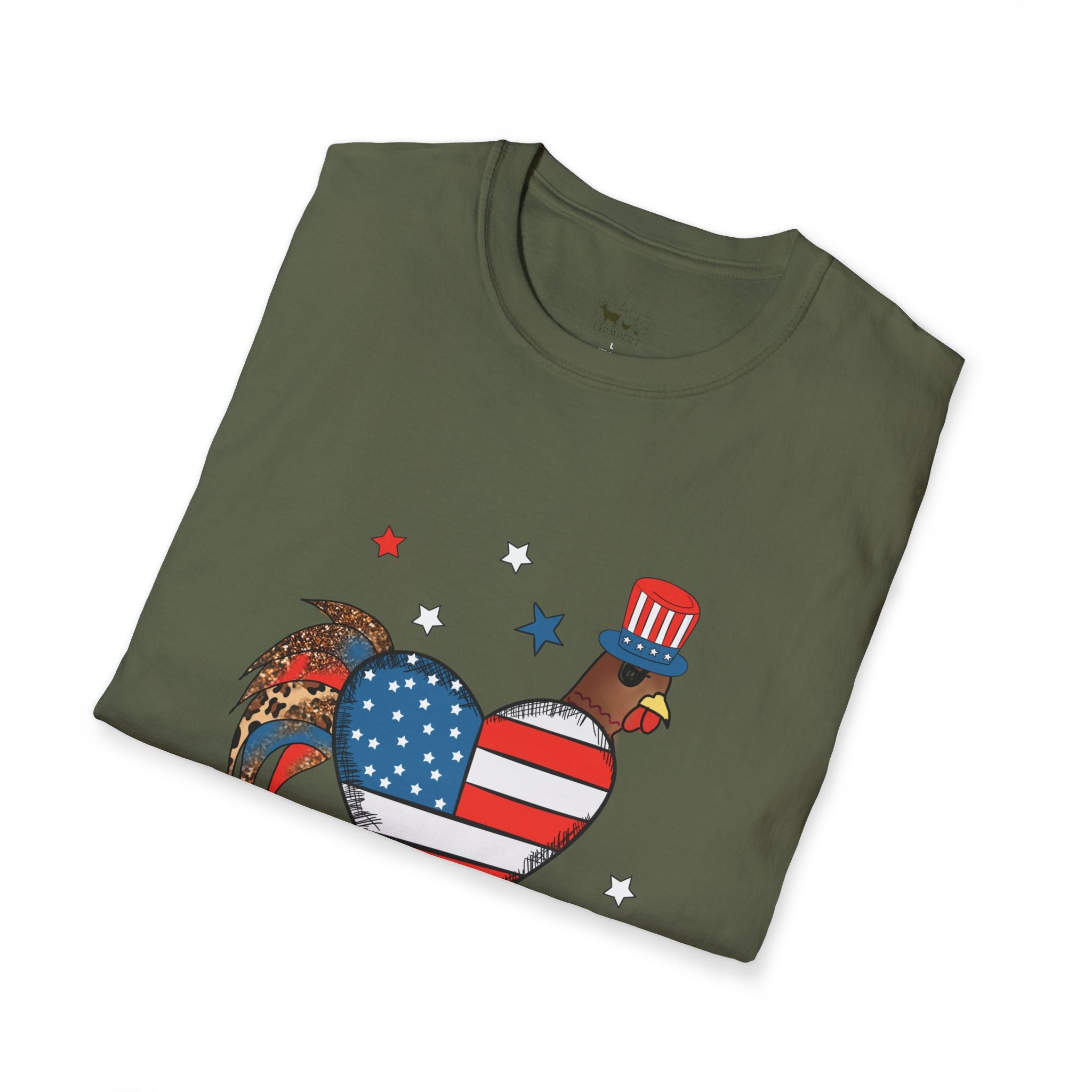 Happy 4th of July Chicken T-Shirt – Patriotic Rooster & Hen Shirt, American Flag Farm Tee, Backyard Chicken Shirt, Homestead Independence Day Apparel