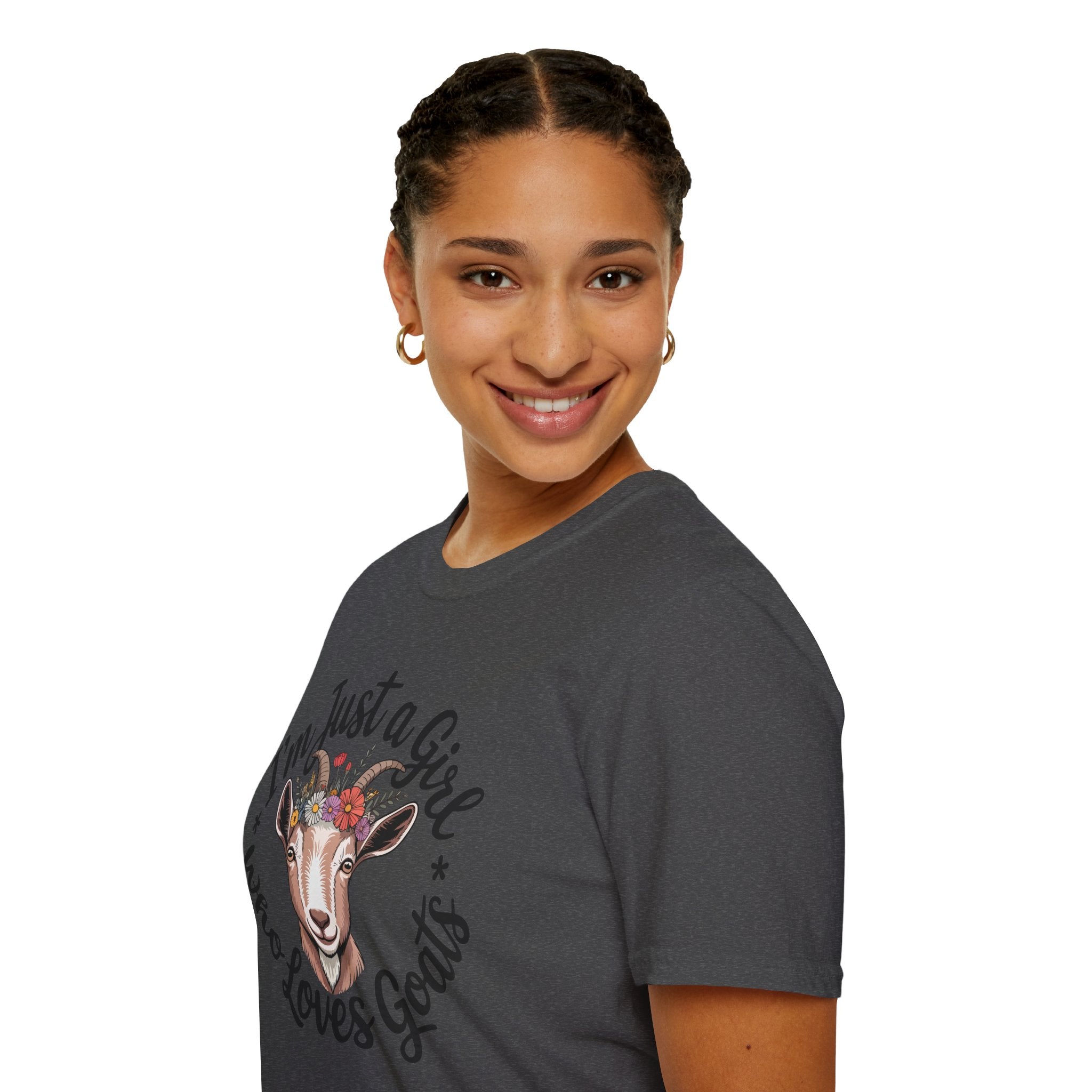 I’m Just a Girl Who Loves Goats Floral Unisex T-Shirt | Cute Goat Lover Farm Life Tee