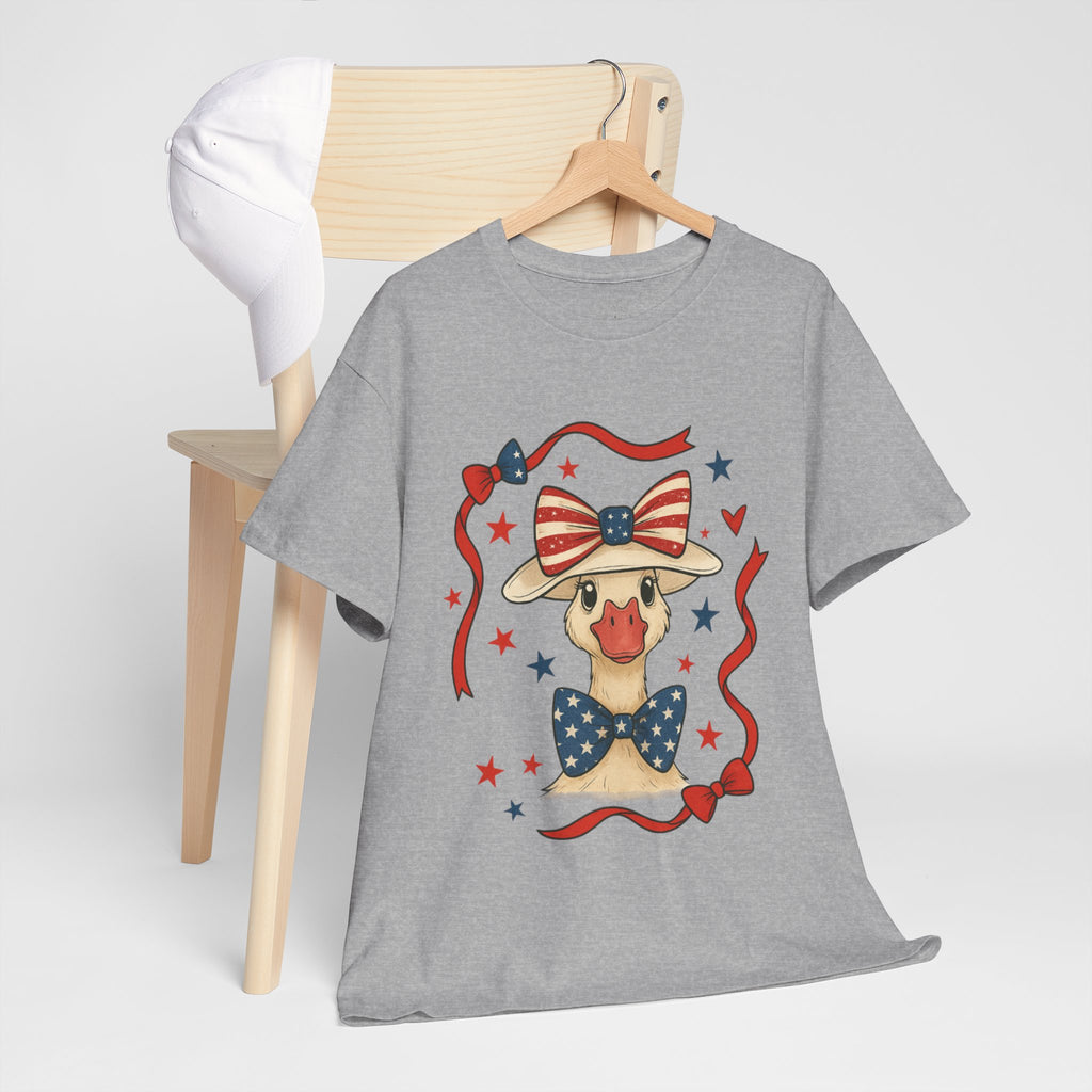 4th of July Goose T-Shirt | Patriotic Farm Goose Graphic Tee | Americana Country Shirt | Red White Blue Farm Animal Shirt | Homestead Summer Apparel