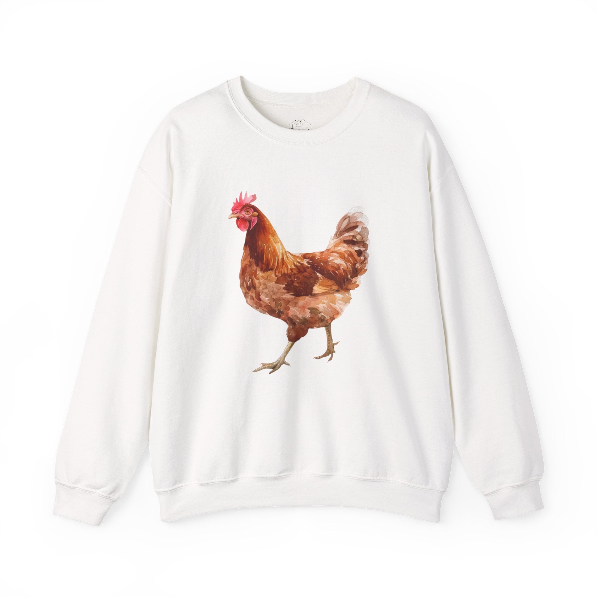 Rhode Island Red Hen Sweatshirt – Farmhouse Chicken Crewneck, Heritage Chicken Homestead Pullover, Unisex Gildan 18000