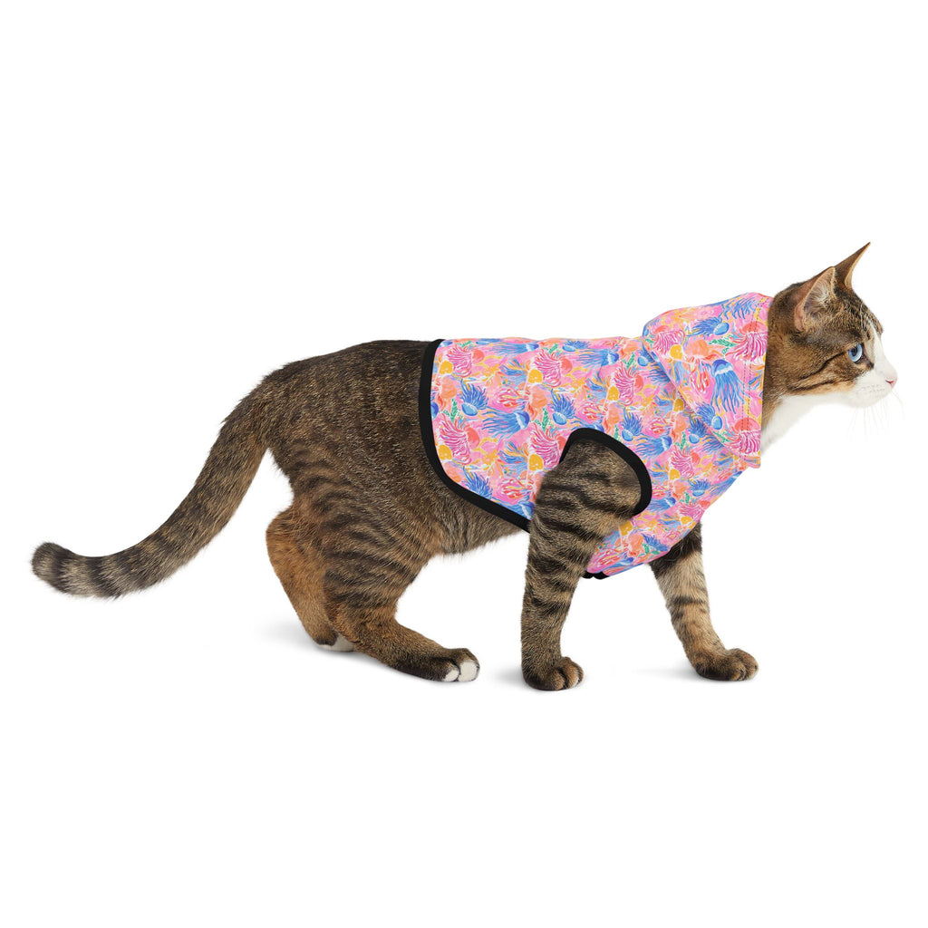 Pink Neon Jellyfish Pet Hoodie, Cute Animal Lover Gift, Dog Sweater, Cat Jumper, Pet Clothing