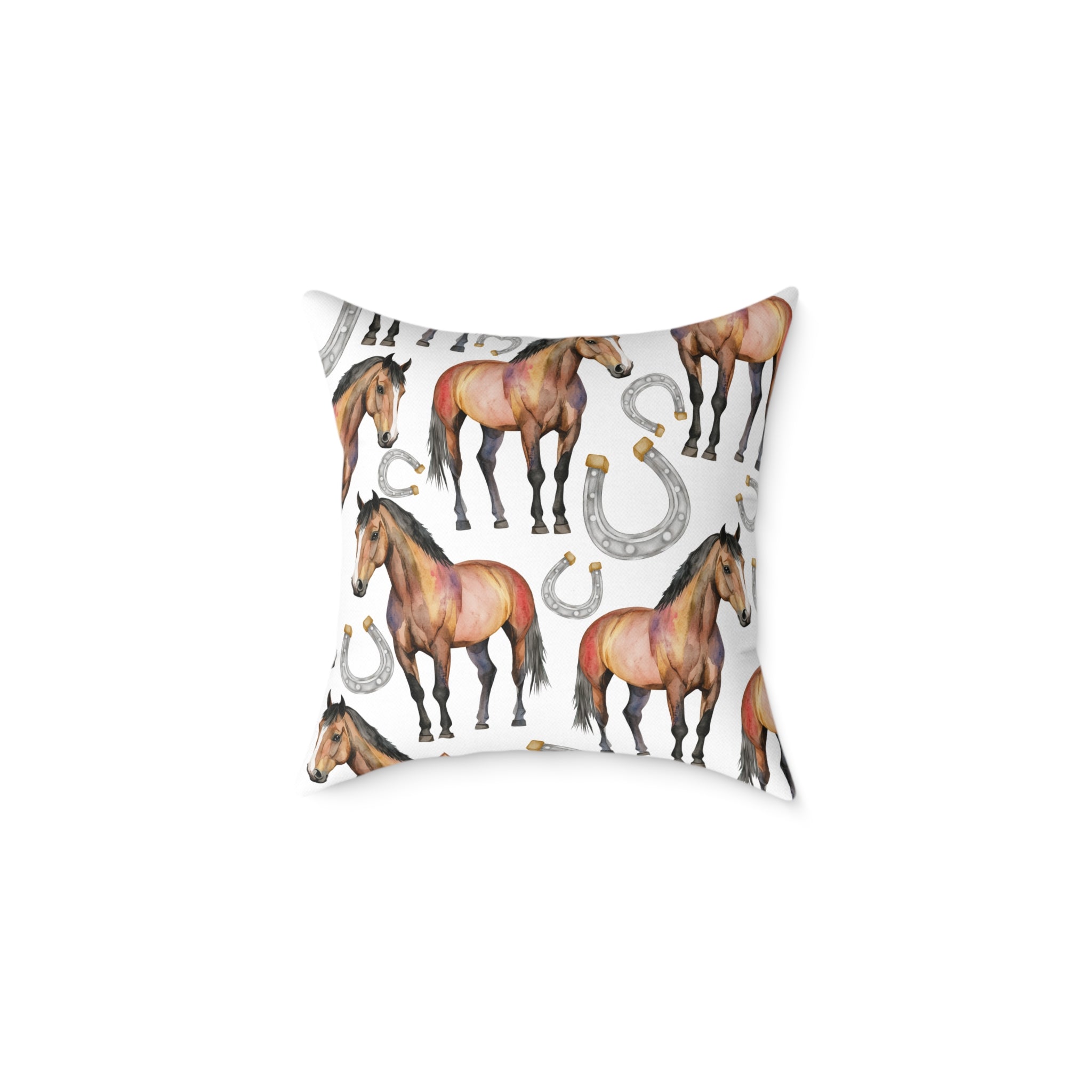 Watercolor Horse Throw Pillow | Equestrian Accent Pillow | Farmhouse Horse Decor Cushion | Rustic Western Horse Home Decor | Gumpert Homestead