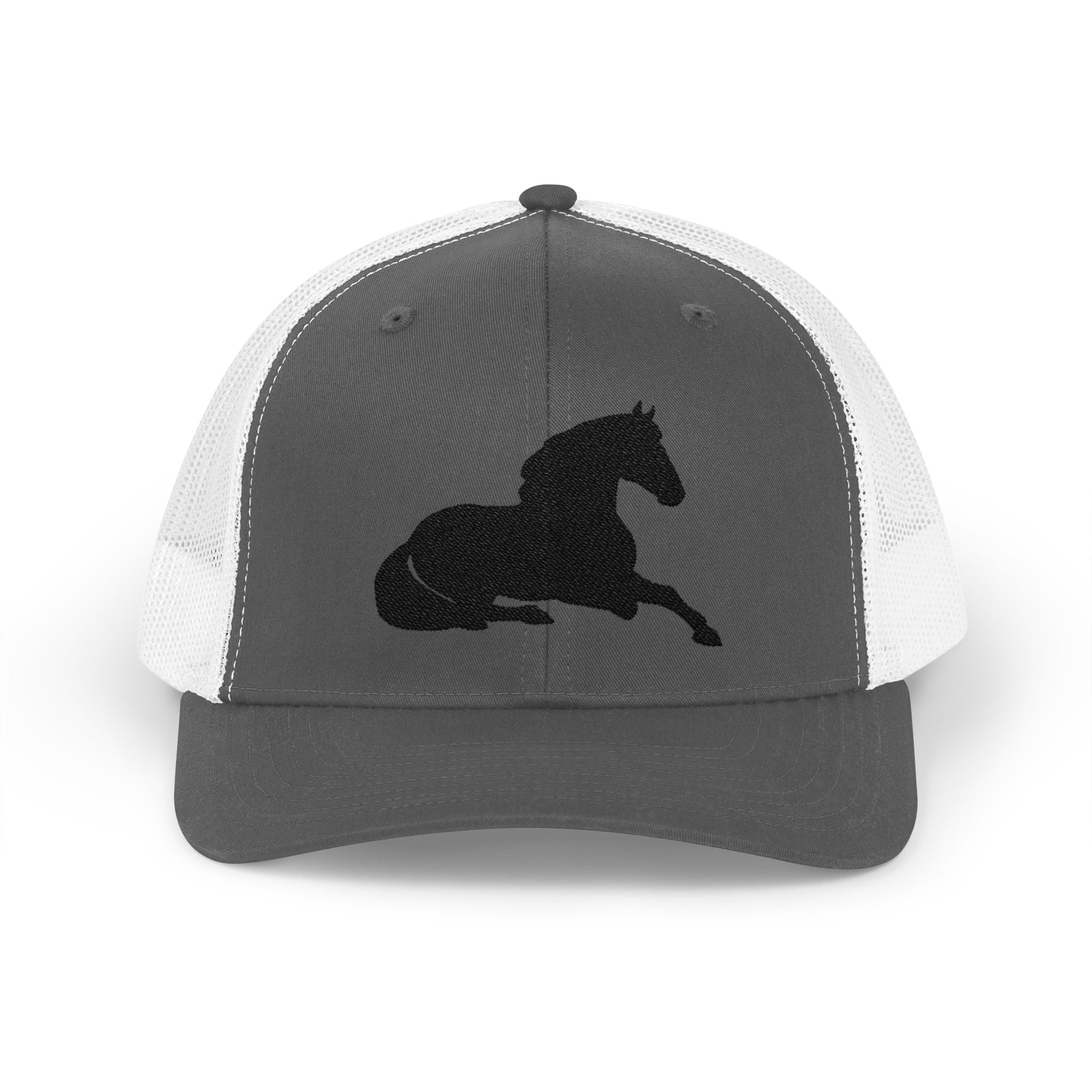 Resting Horse Trucker Hat | Laying Horse Silhouette Mesh Snapback Cap | Western Ranch Horse Lover Hat | Rustic Farm Life Cowboy Cowgirl Cap