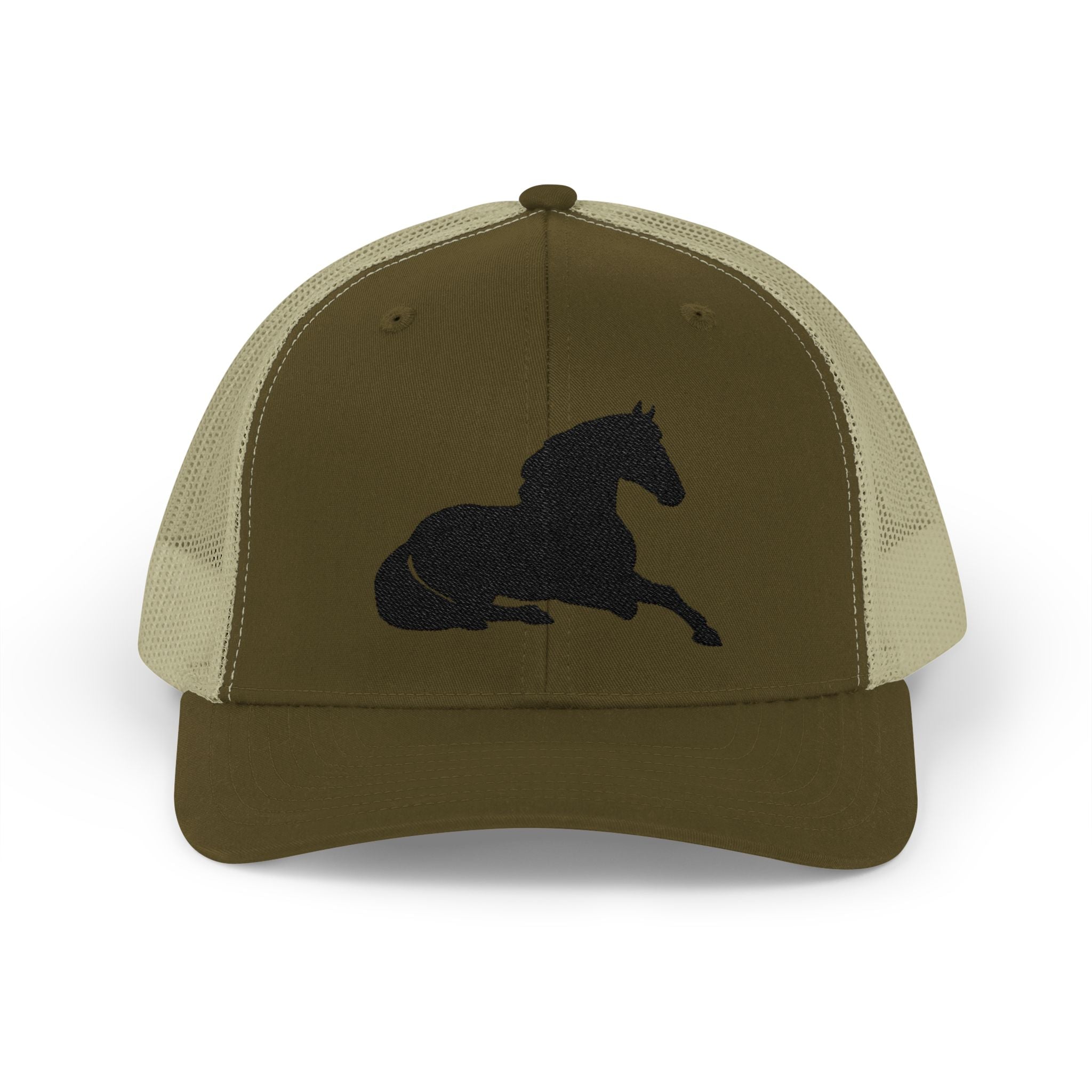 Resting Horse Trucker Hat | Laying Horse Silhouette Mesh Snapback Cap | Western Ranch Horse Lover Hat | Rustic Farm Life Cowboy Cowgirl Cap